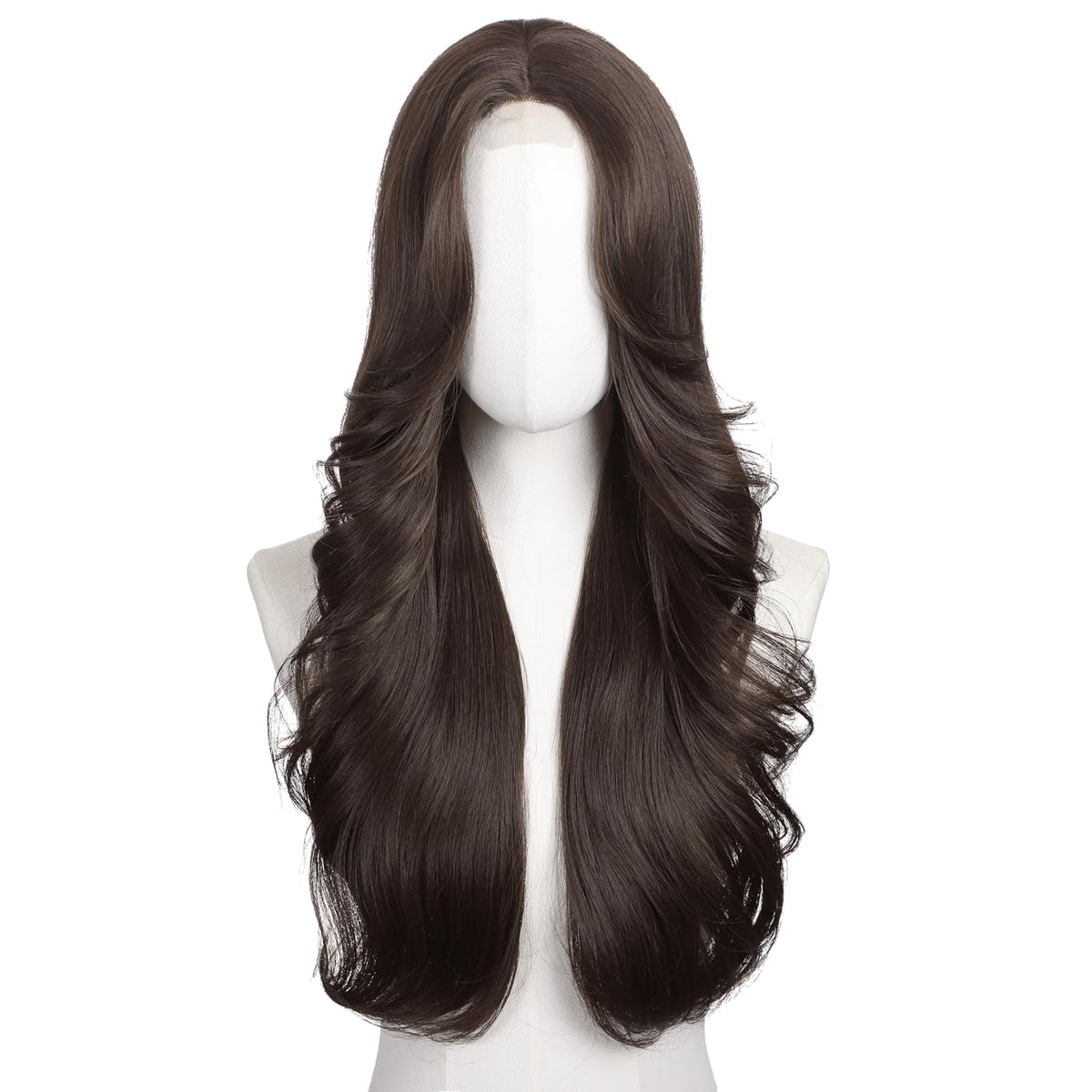 Brown Wigs for Women 26 Inch Middle Part Wavy Synthetic Wig