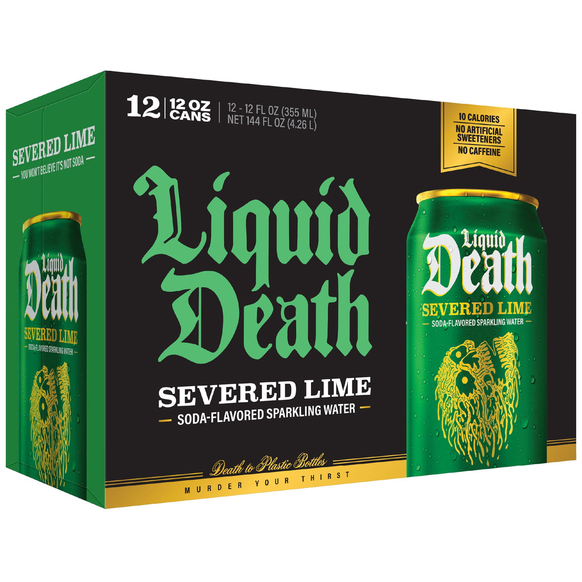 Liquid Death Soda-Flavored Sparkling Water - Cherry Obituary, Less Sugar*, Huge Flavor, No Caffeine, No Artificial Sweeteners, 12 Fl Oz (Pack of 12)