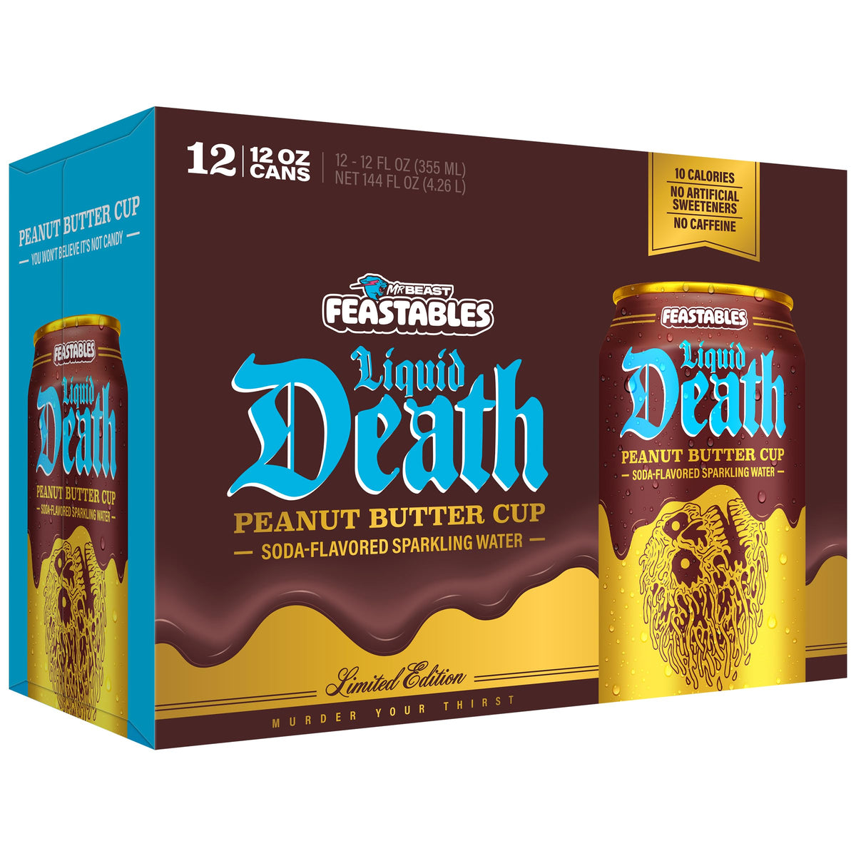 Liquid Death Soda-Flavored Sparkling Water - Cherry Obituary, Less Sugar*, Huge Flavor, No Caffeine, No Artificial Sweeteners, 12 Fl Oz (Pack of 12)