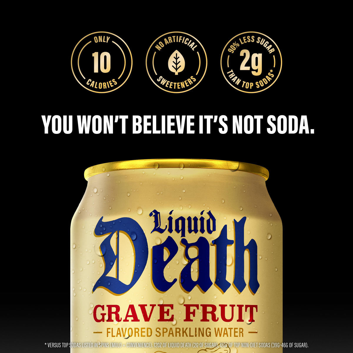 Liquid Death Soda-Flavored Sparkling Water - Cherry Obituary, Less Sugar*, Huge Flavor, No Caffeine, No Artificial Sweeteners, 12 Fl Oz (Pack of 12)