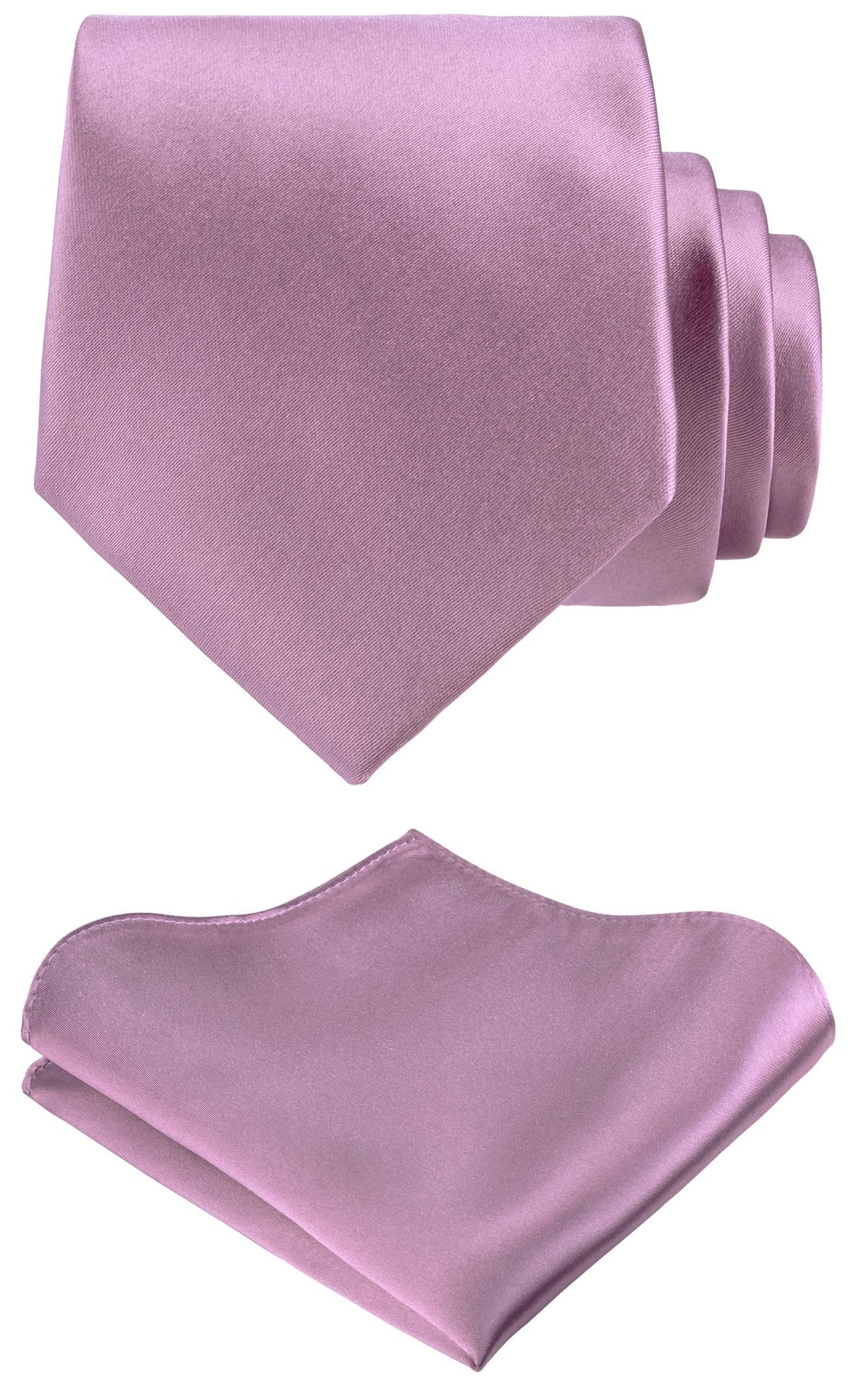 TIE G Solid Satin Woven dyed Color Formal Black Necktie and Pocket Square Sets in Gift Box