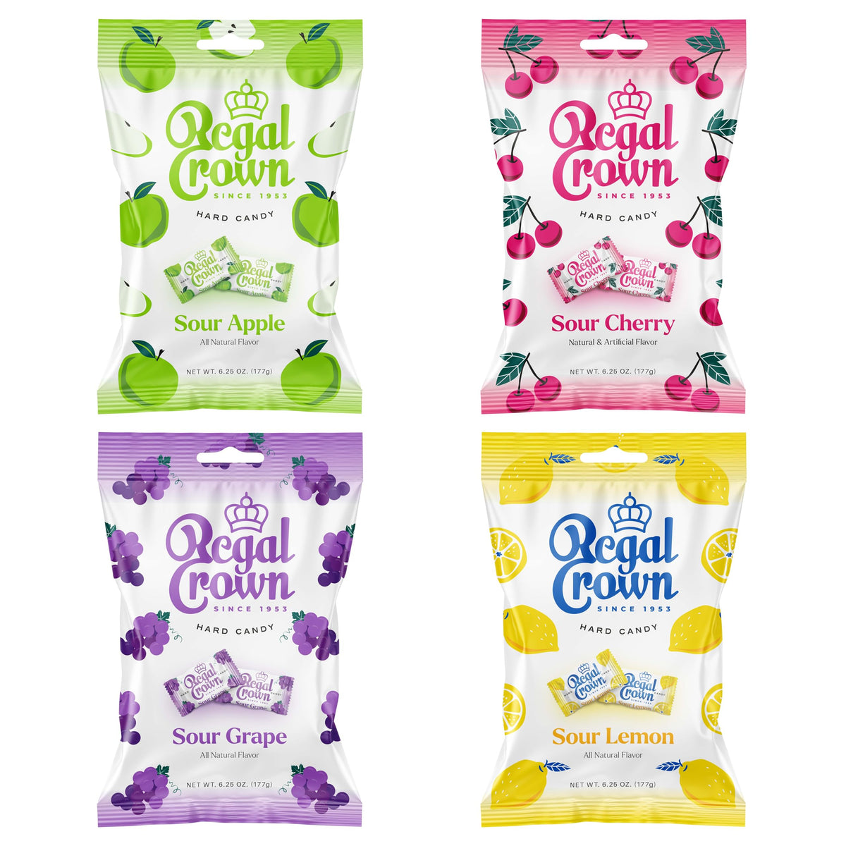 Regal Crown Roll Sour Cherry, 1.01 Ounce (Pack of 5), Sour Candy, The Hampton Candy Company