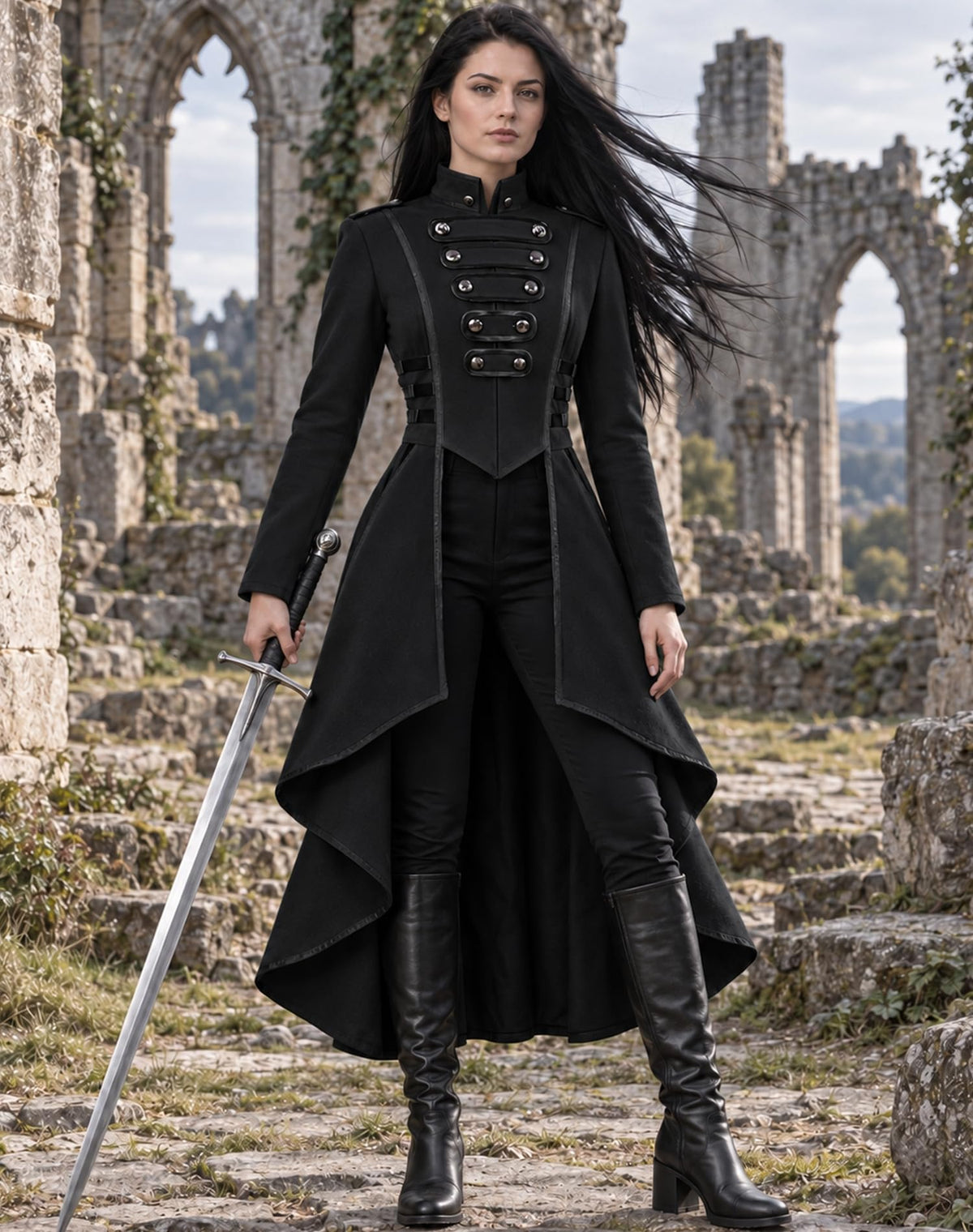 SIAEAMRG Renaissance/Pirate/Vampire/Halloween Costumes Women Jacket Coat