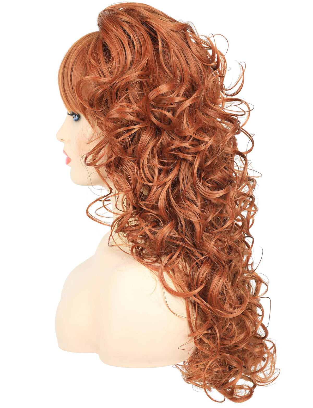 Long Blonde Curly Wig with Bangs for Women Retro Country Diva Costume Wig