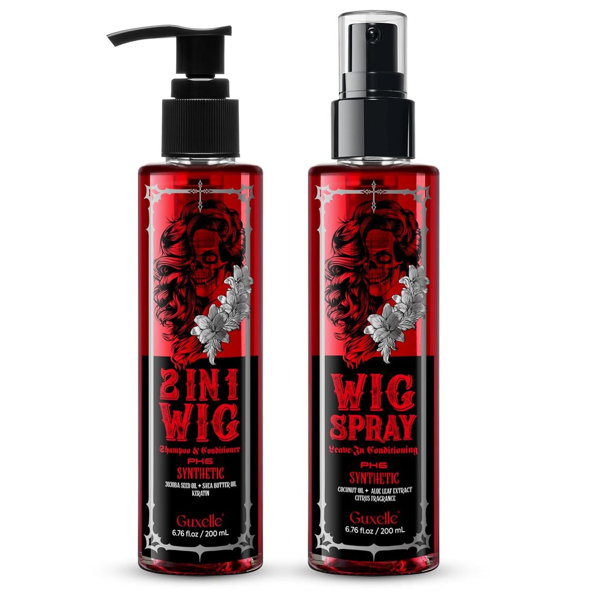 Synthetic Wig Shampoo & Leave-In Conditioning Spray Set, pH6 Balanced Care Kit, Anti-Aging Anti-Static Detangler for Synthetic Fiber Wigs