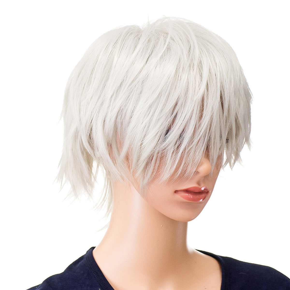 SWACC Unisex Fashion Spiky Layered Short Anime Cosplay Wig for Men and Women (1B-Off Black)