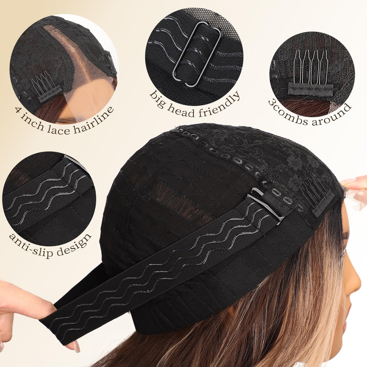 AISI HAIR Black Wig for Women, Long Wavy Lace Hairline Synthetic Wig 26Inch