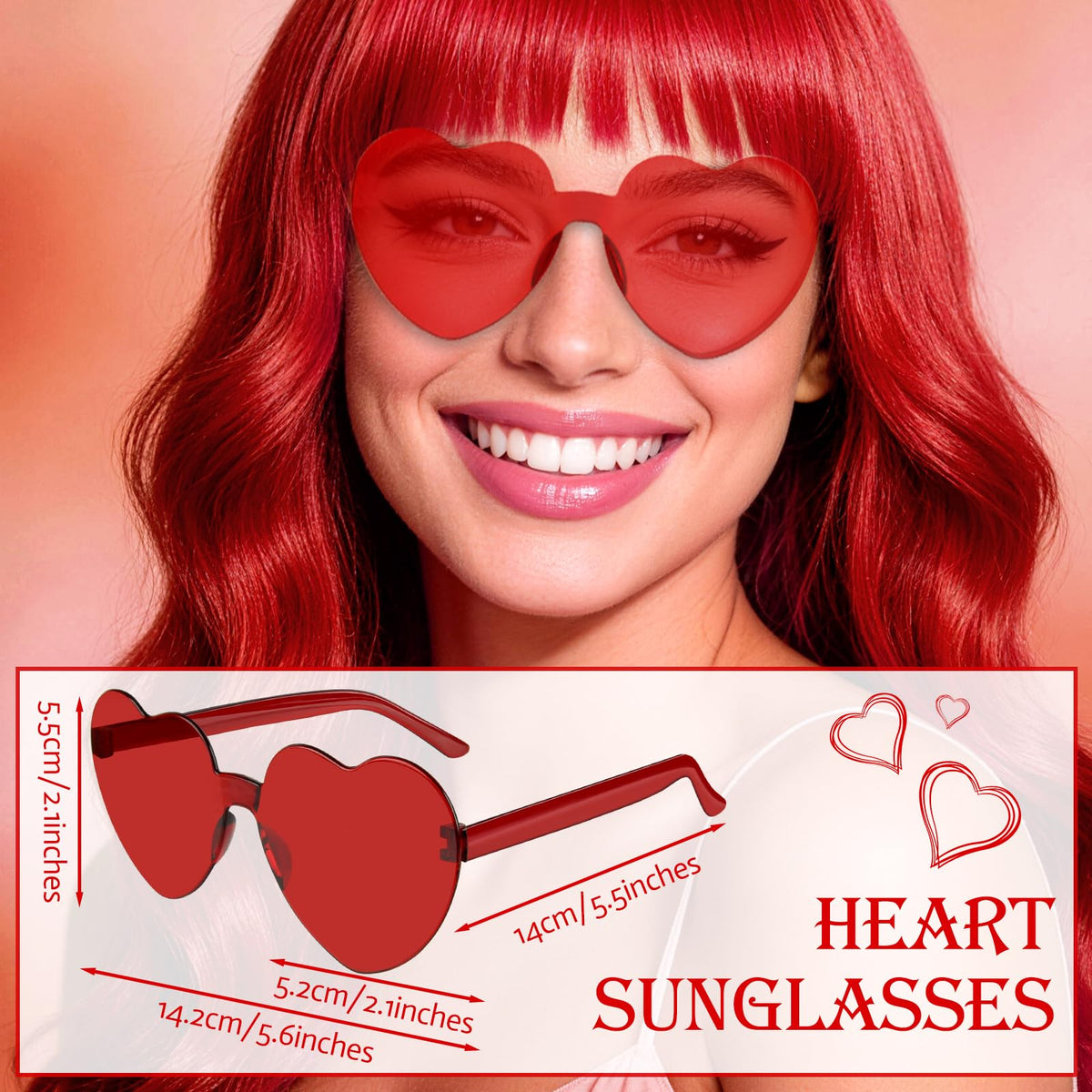 Purple Wig for Women Long Wavy Hair with Heart Sunglasses, Colorful Curly Wigs with Bangs for Birthday Nightclubs Music Festival Photography Funny Bachelorette Mardi Gras Party Supplies
