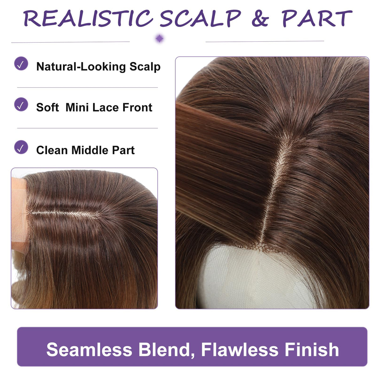 Brown Wigs for Women 26 Inch Middle Part Wavy Synthetic Wig