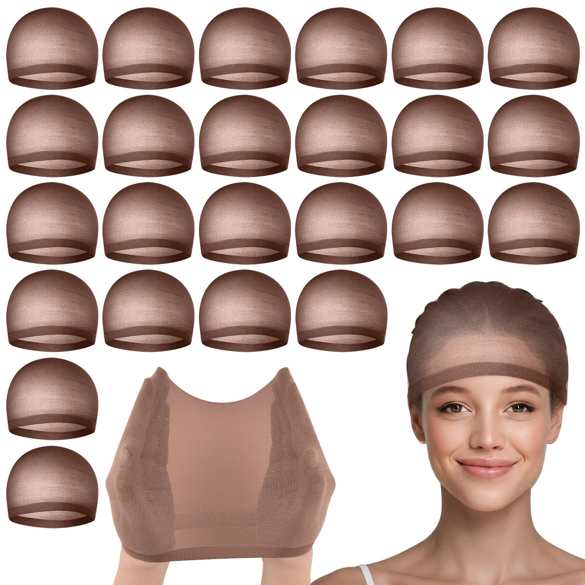 PLULON 6 Pcs Wig Cap for Women, Mesh Stocking Wig Caps Net Closed End Hair Mesh Net Liner Ultra-thin Invisible for Women Men Cosplay Show Halloween Bachelorette Party Music Festivals Daily Life