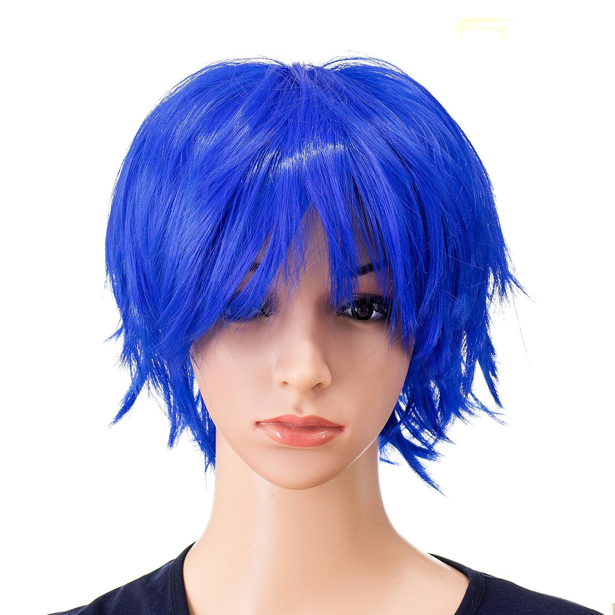 SWACC Unisex Fashion Spiky Layered Short Anime Cosplay Wig for Men and Women (1B-Off Black)