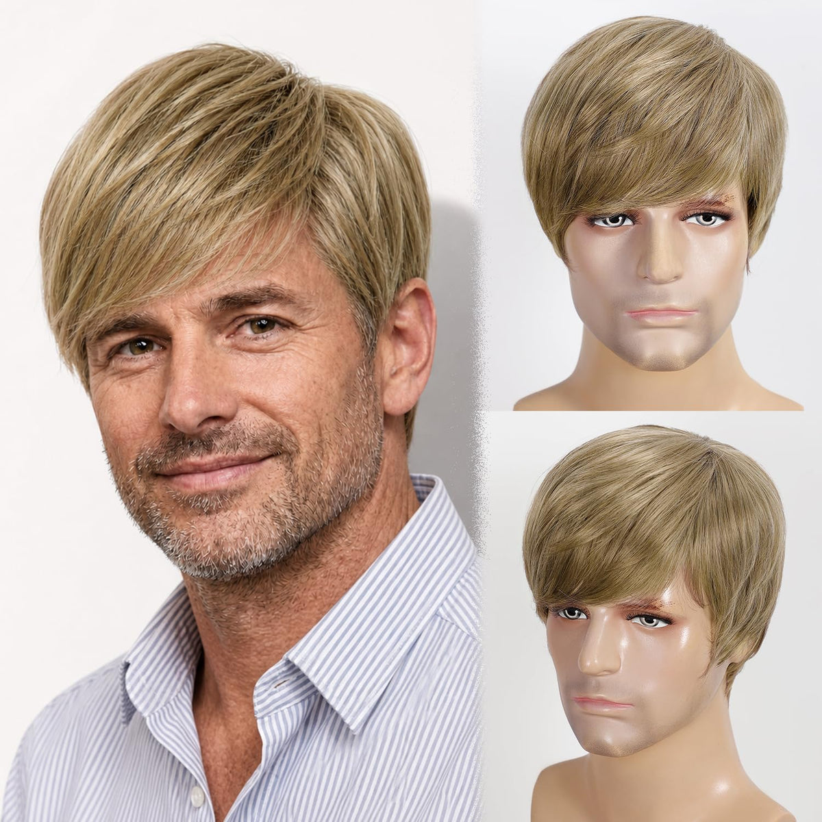 YYHR 80s Brown Wigs for Mens Mullet Rocker Costume Long Synthetic Hair Wig