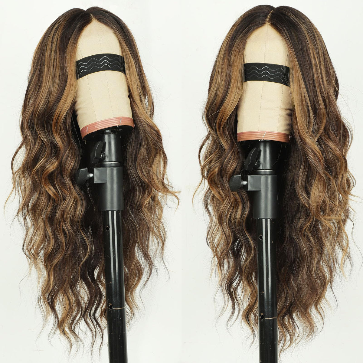 AISI HAIR Black Wig for Women, Long Wavy Lace Hairline Synthetic Wig 26Inch