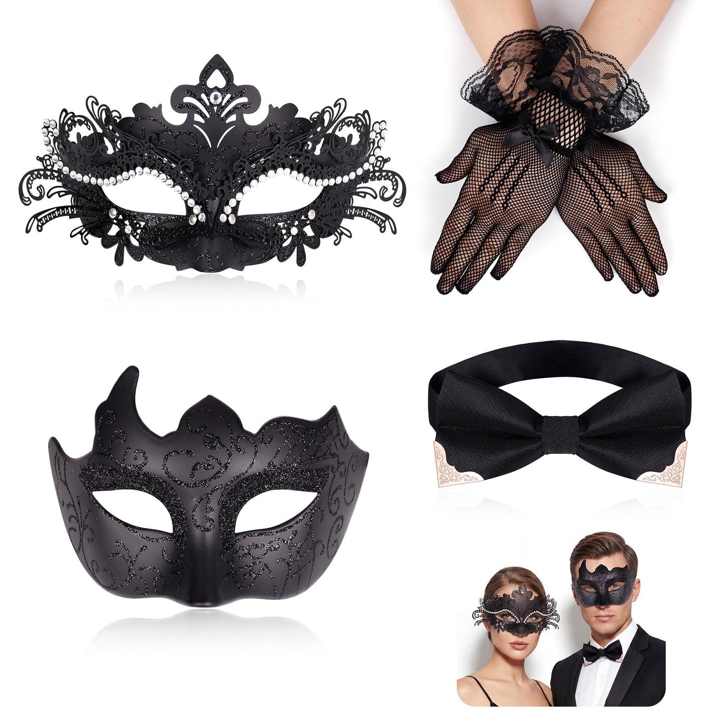 Masquerade Mask for Women Couples Metal Venetian Party Mask Mardi Gras Venetian Mask Evening Mask Halloween Accessory