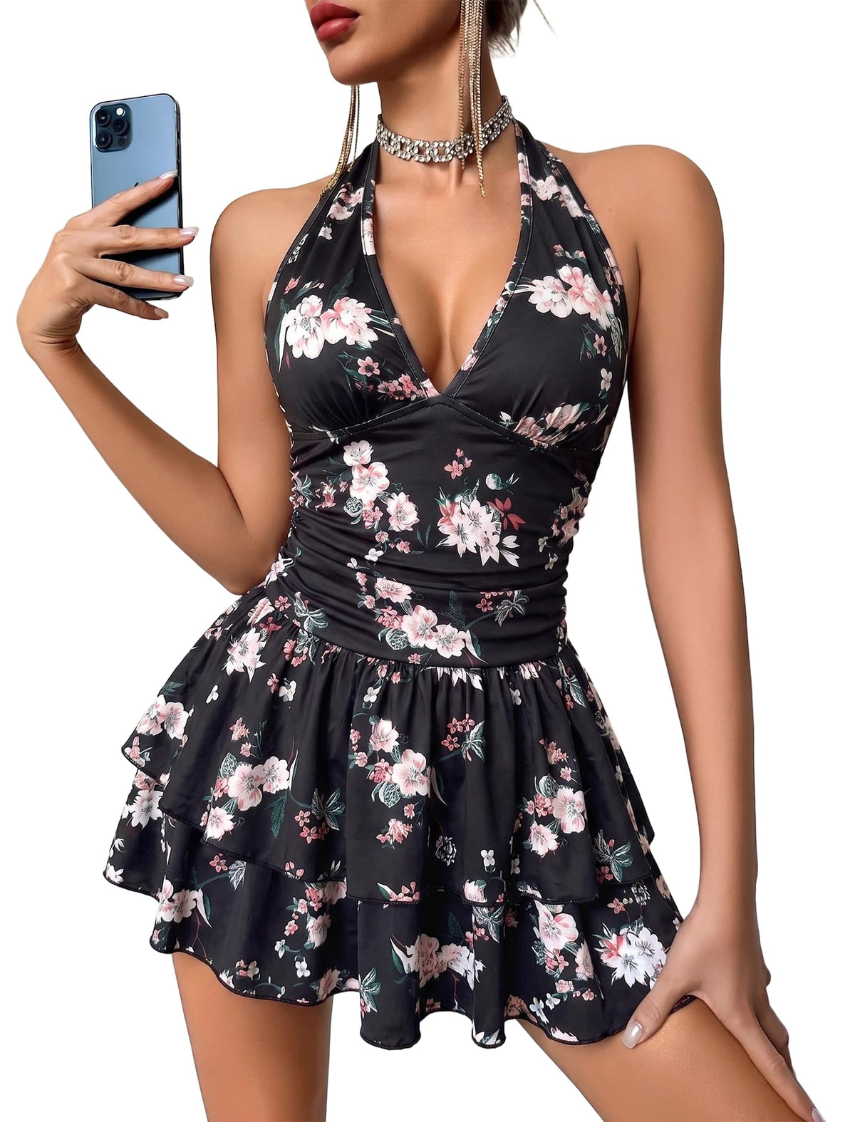 Avidlove Women's Summer Dress V Neck Halter Mini Dress Short Party Dress