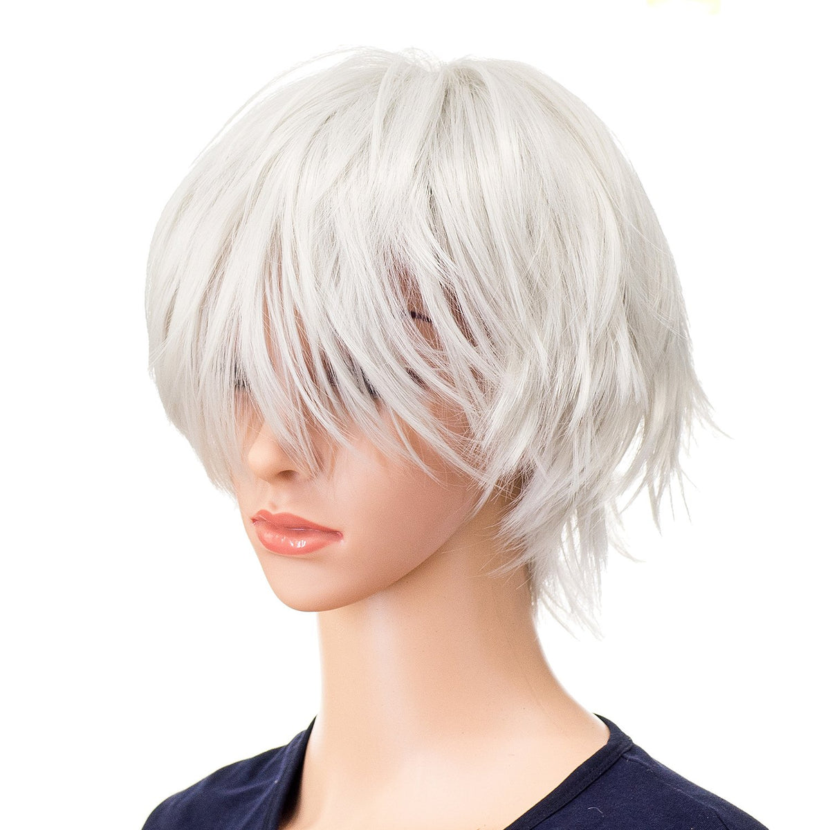 SWACC Unisex Fashion Spiky Layered Short Anime Cosplay Wig for Men and Women (1B-Off Black)