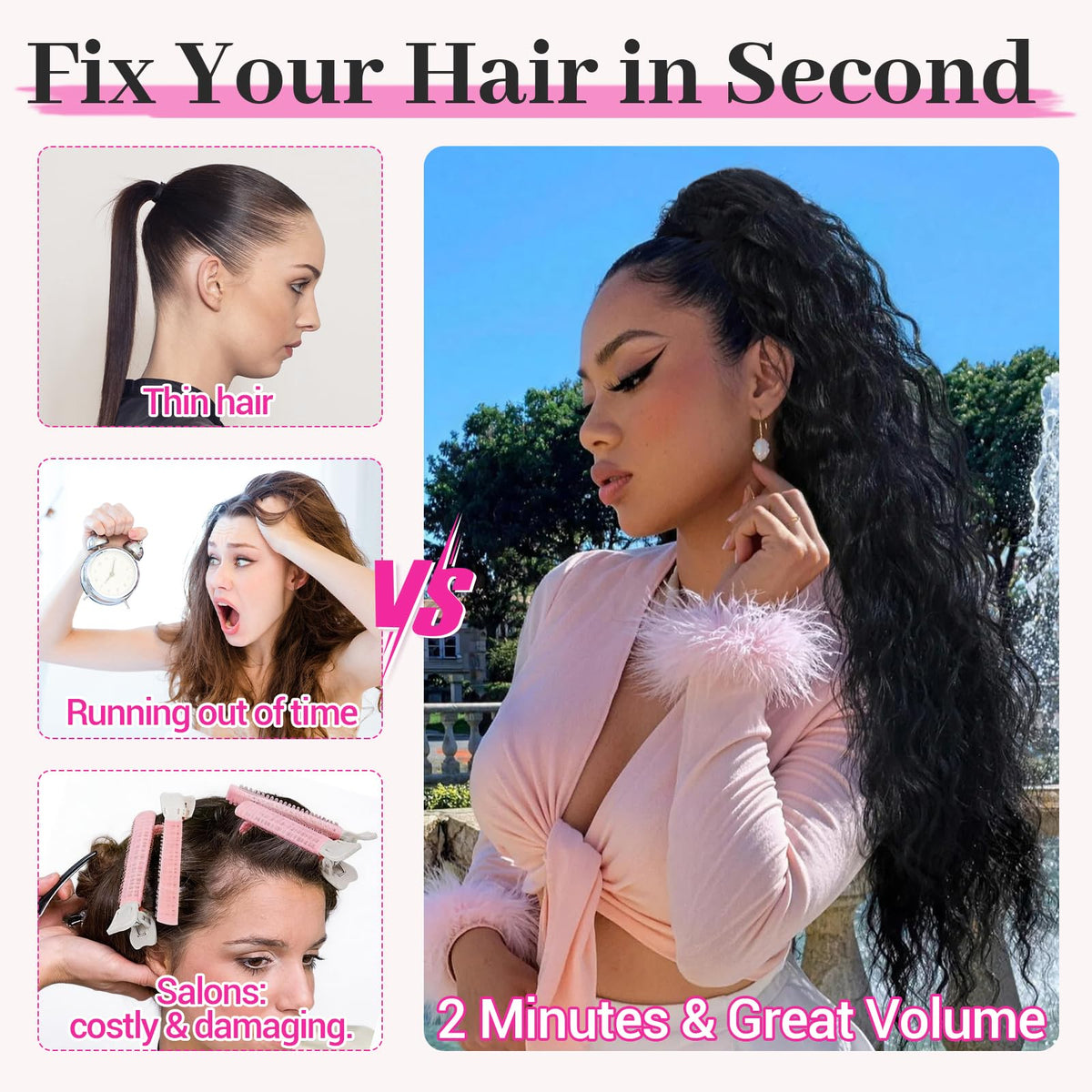 KooKaStyle Long Medium Brown Curly Synthetic Drawstring Ponytail Extension