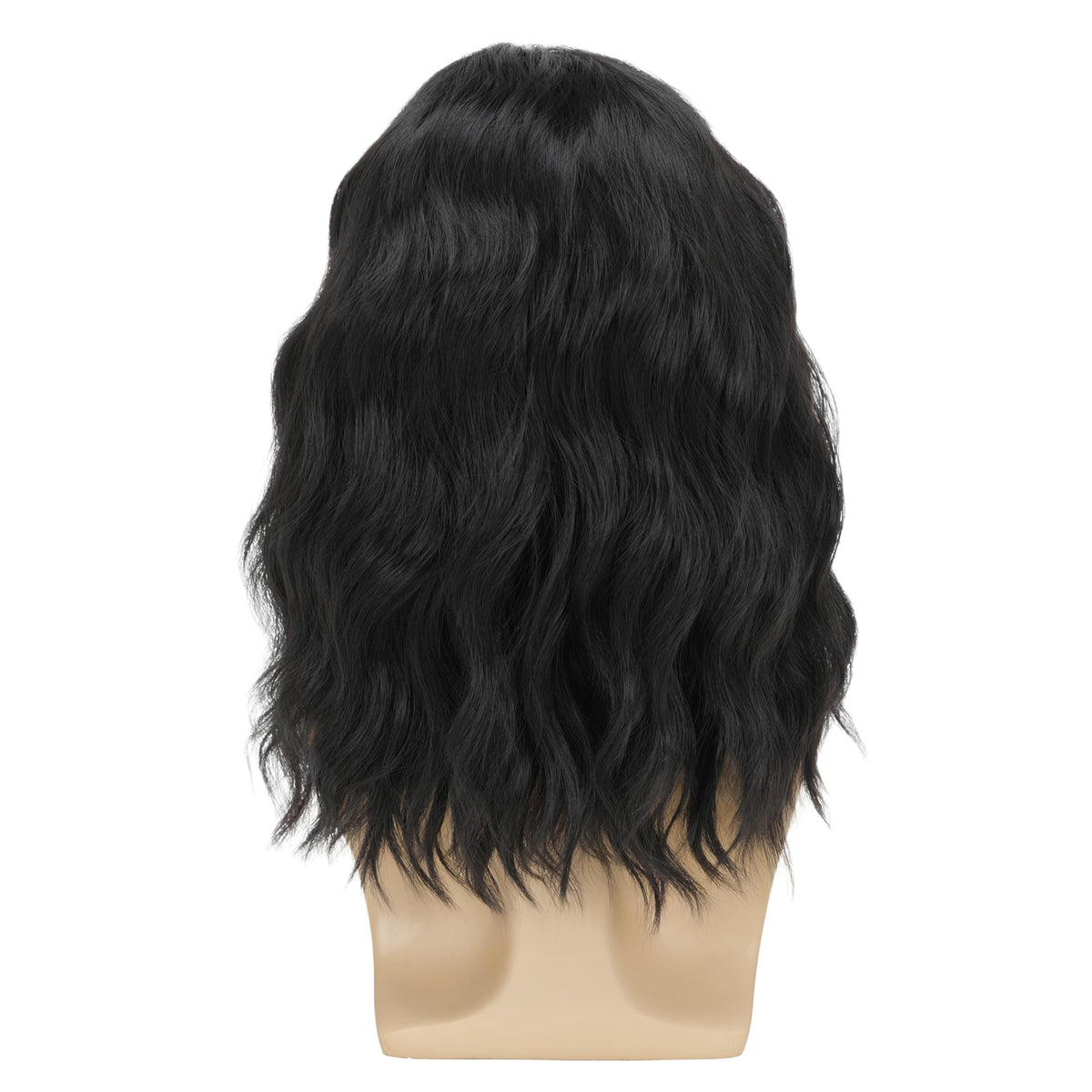 Mens Black Wig Long Curly Natural Hair Wig Layered Wavy for Daily Party Costume Cospaly Halloween