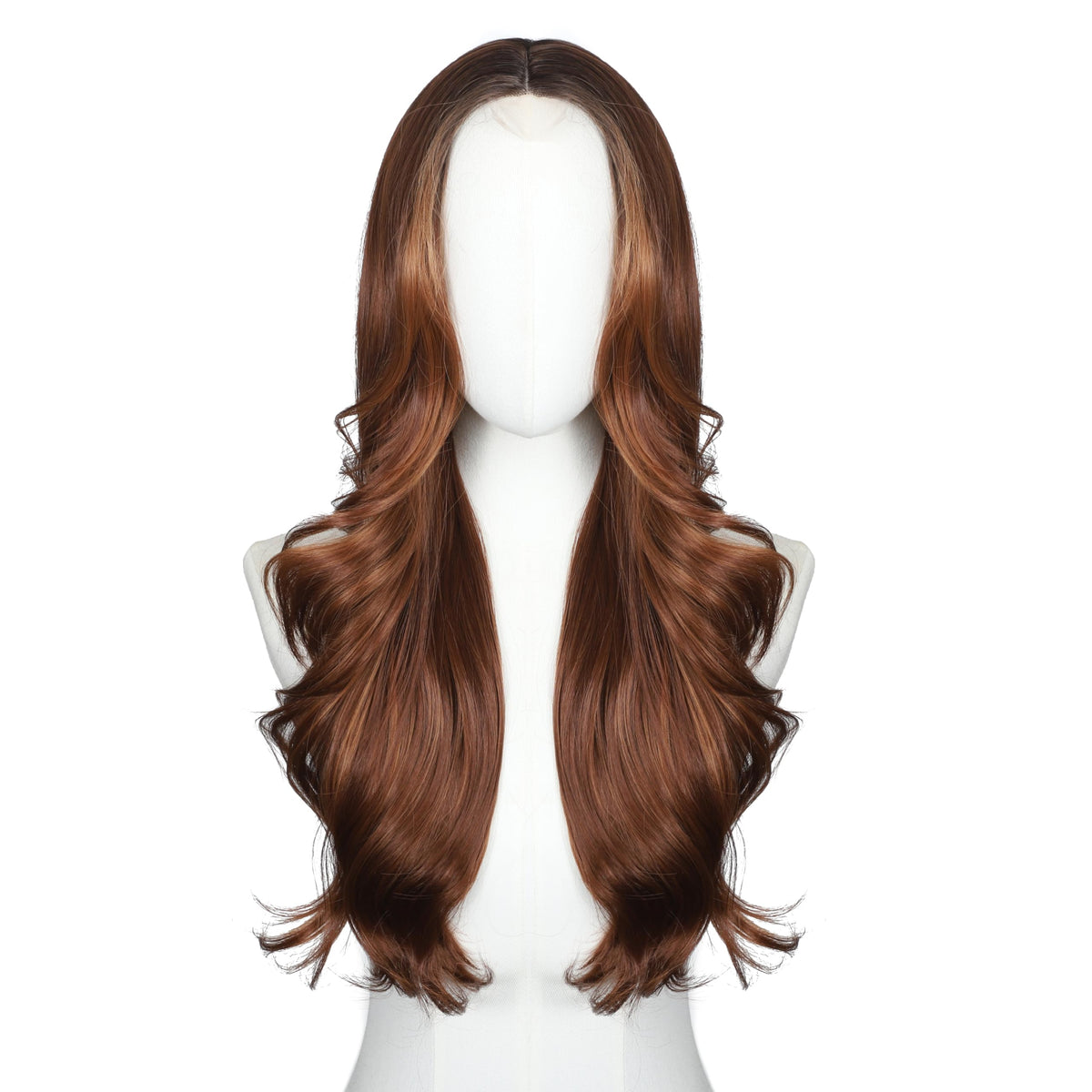 Brown Wigs for Women 26 Inch Middle Part Wavy Synthetic Wig