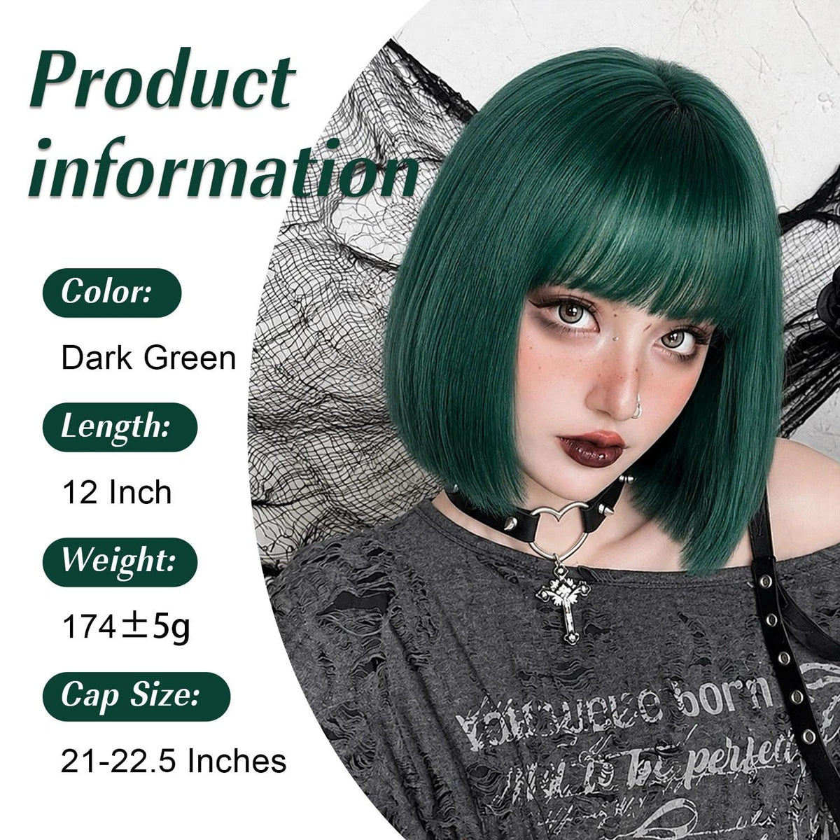 Bob Wig with Bangs for Women Short Straight Bob Wigs for Women 12inch