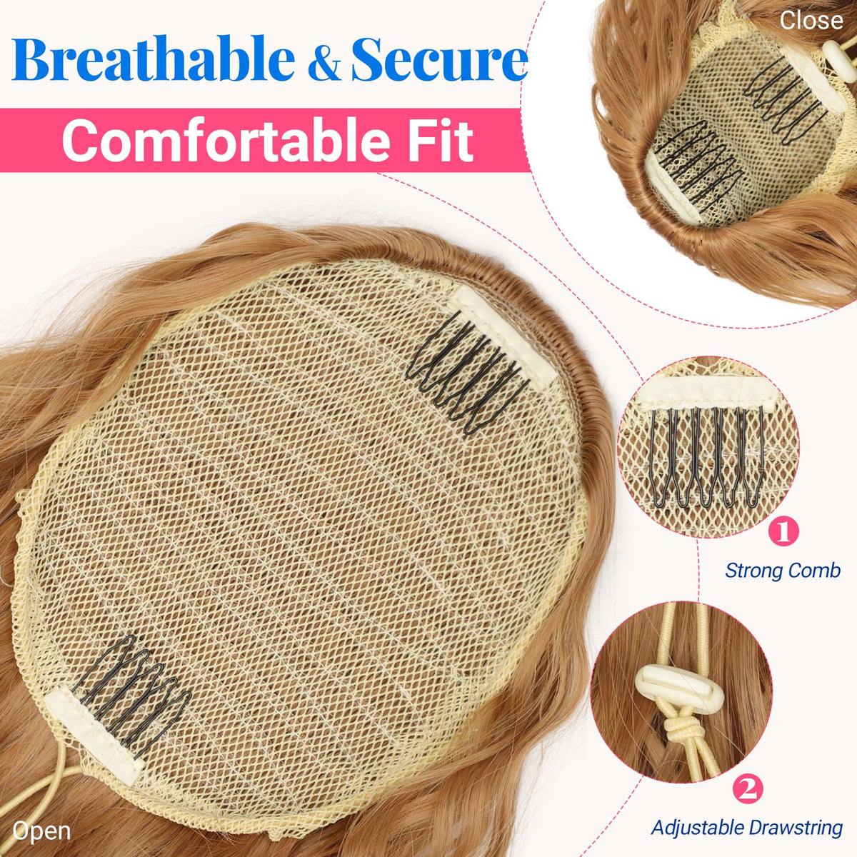 KooKaStyle Long Medium Brown Curly Synthetic Drawstring Ponytail Extension