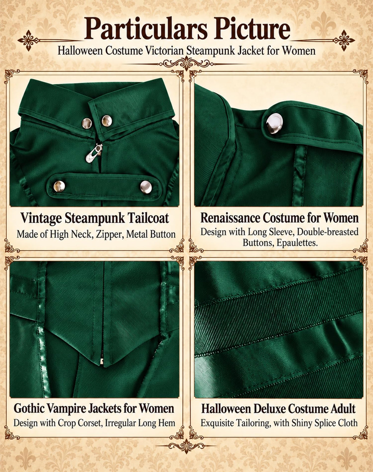 SIAEAMRG Renaissance/Pirate/Vampire/Halloween Costumes Women Jacket Coat