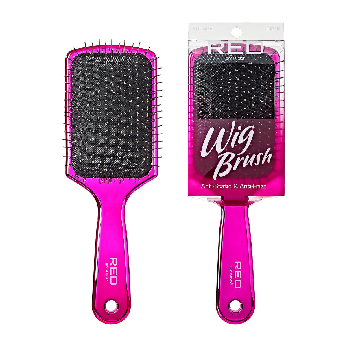 RED by Kiss Anti-Static & Anti-Frizz Wig Brush with Stainless Steel Knot-Free Bristles for Easy Detangling, Smooth Hair & Wigs Without Breakage or Snagging (Mini)