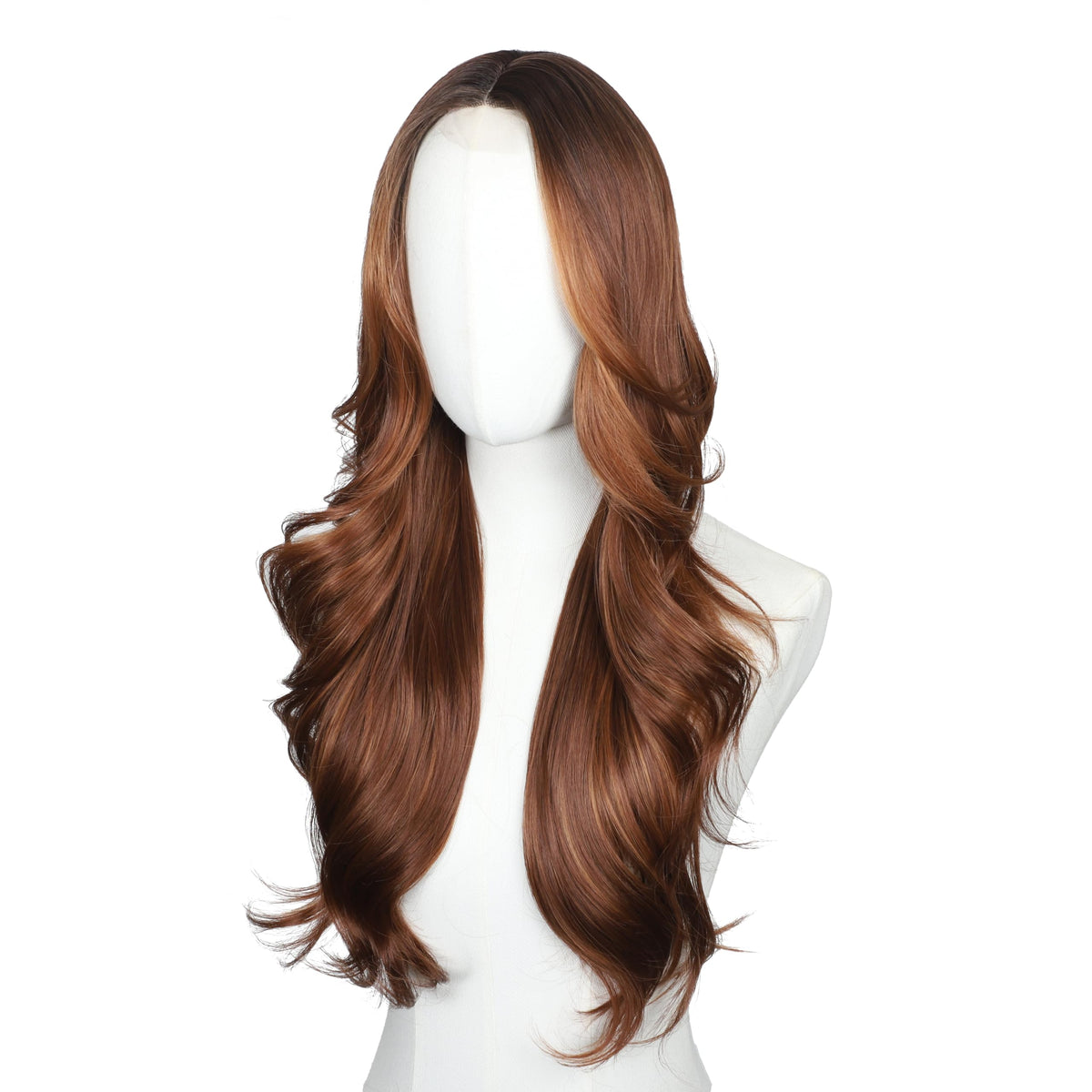 Brown Wigs for Women 26 Inch Middle Part Wavy Synthetic Wig