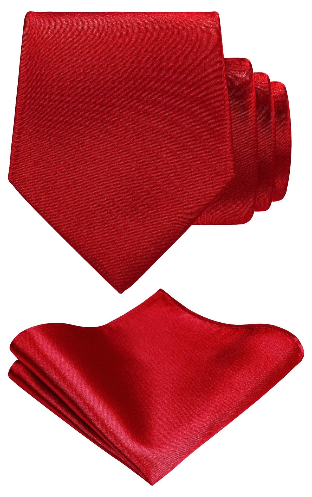 TIE G Solid Satin Woven dyed Color Formal Black Necktie and Pocket Square Sets in Gift Box
