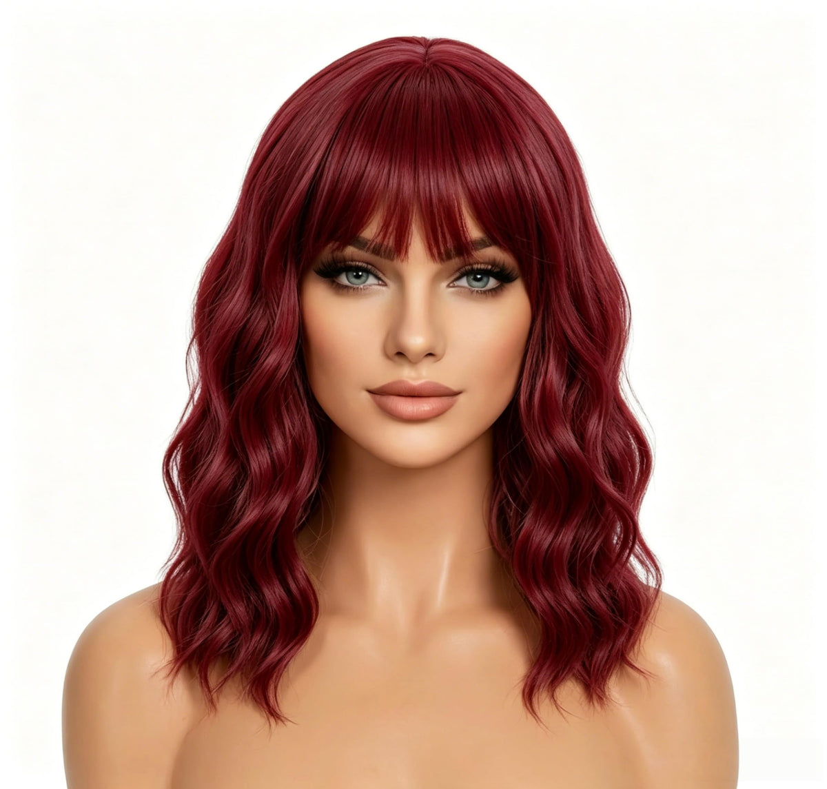 Dark Purple Wigs with Bangs for Women 14 Inch Short Wavy Bob Wigs Synthetic Bob Wig Curly Wig Heat Resistant Colorful Wavy Wig Cosplay Wigs For Daily Party Halloween