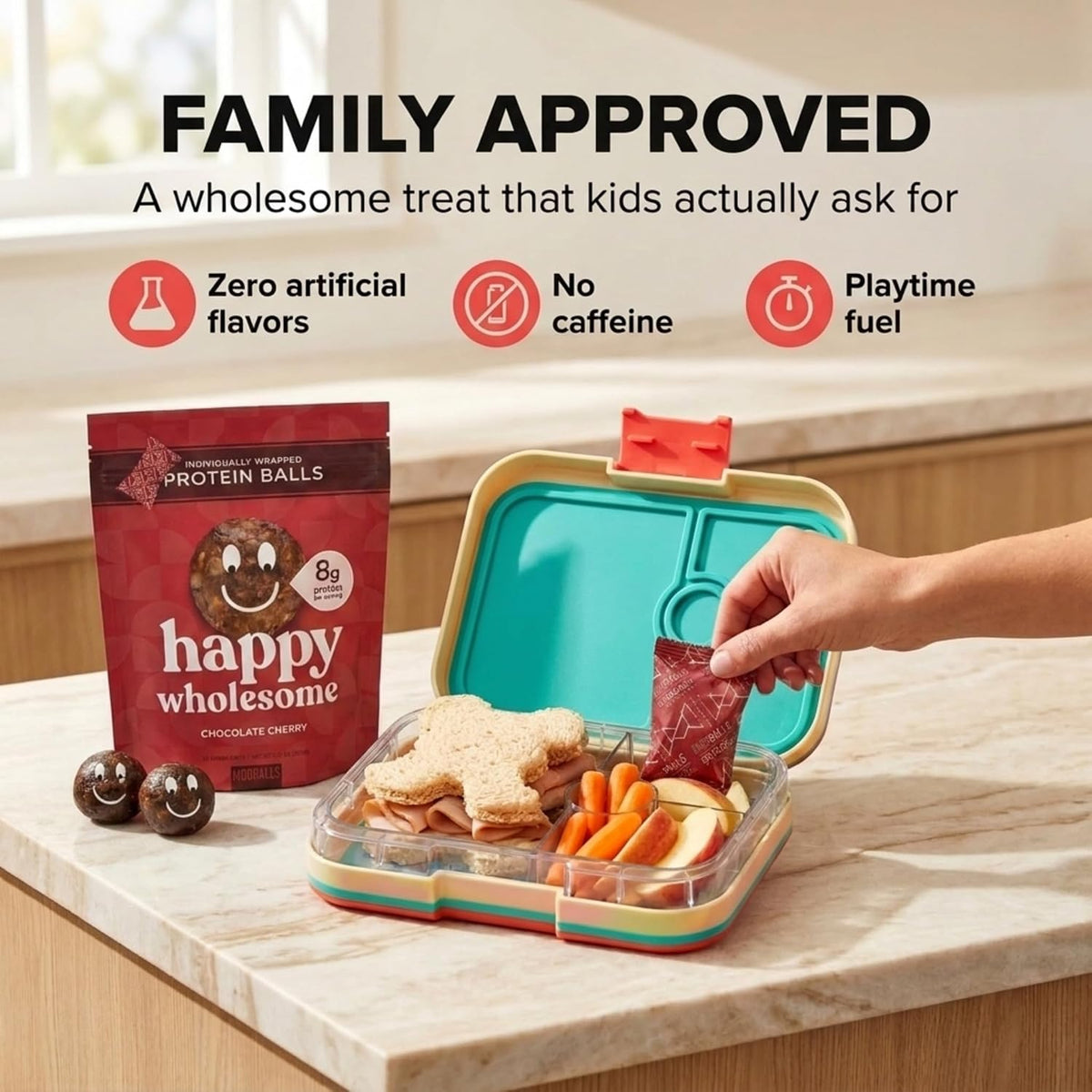 Happy Wholesome Chocolate Cherry Protein Balls, 10 Count