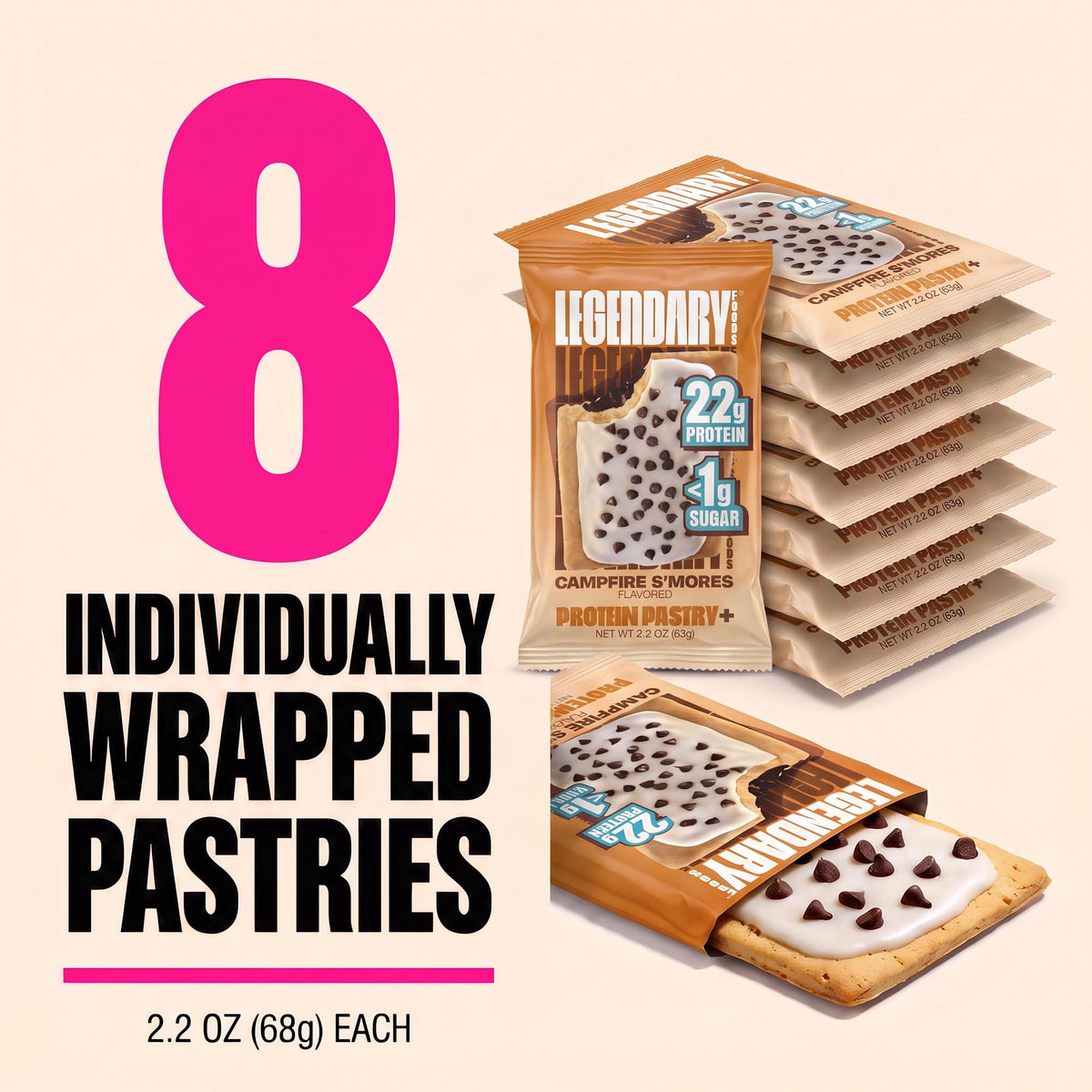 Legendary Foods High Protein Pastry, Cherry, Low Carb/Low Sugar Snack
