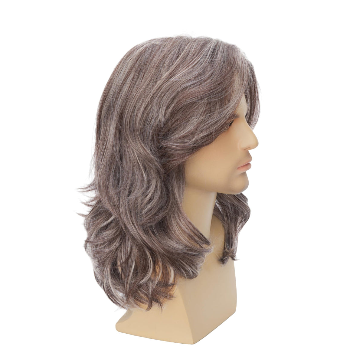 Mens Black Wig Long Curly Natural Hair Wig Layered Wavy for Daily Party Costume Cospaly Halloween