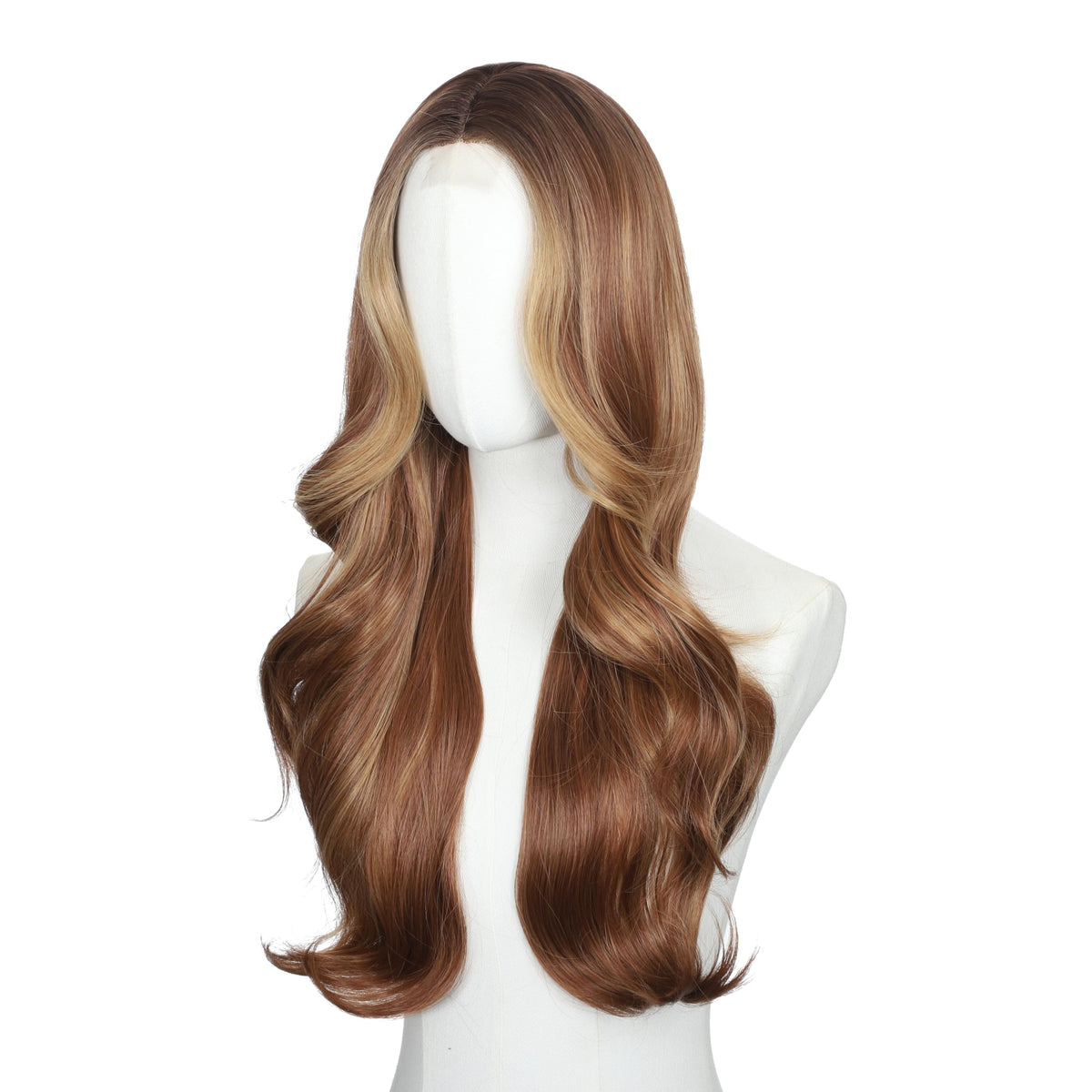 Brown Wigs for Women 26 Inch Middle Part Wavy Synthetic Wig