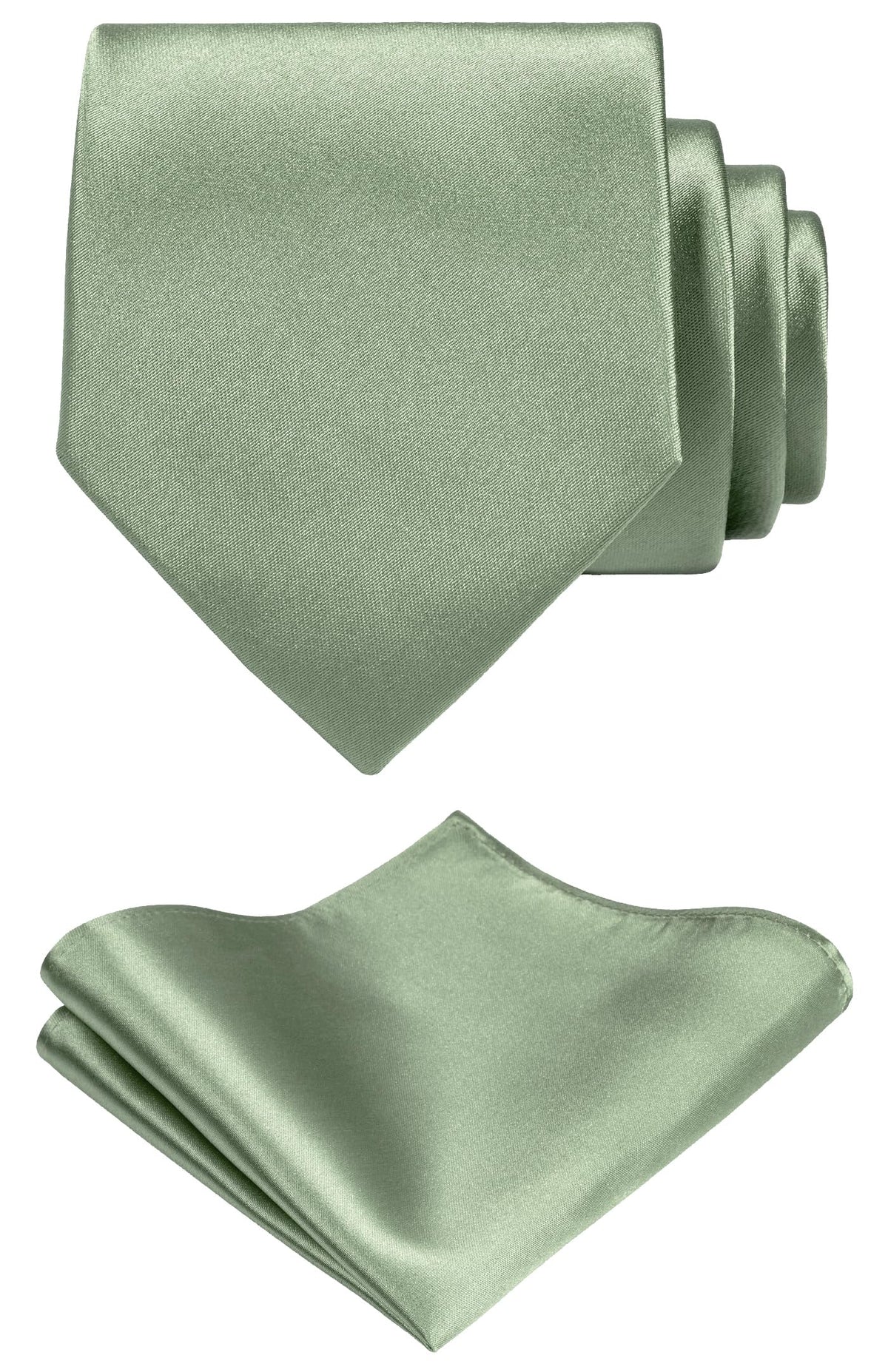 TIE G Solid Satin Woven dyed Color Formal Black Necktie and Pocket Square Sets in Gift Box