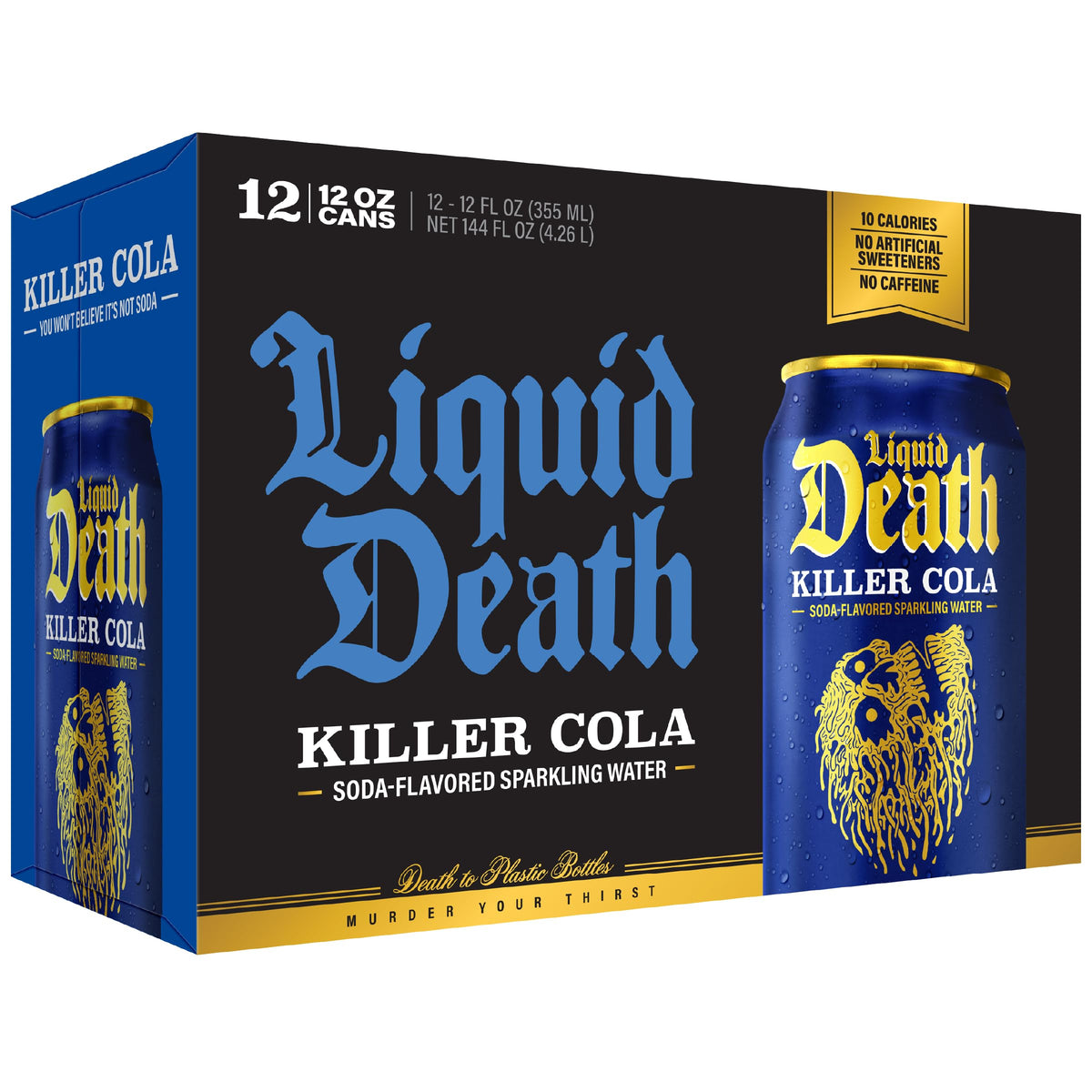 Liquid Death Soda-Flavored Sparkling Water - Cherry Obituary, Less Sugar*, Huge Flavor, No Caffeine, No Artificial Sweeteners, 12 Fl Oz (Pack of 12)