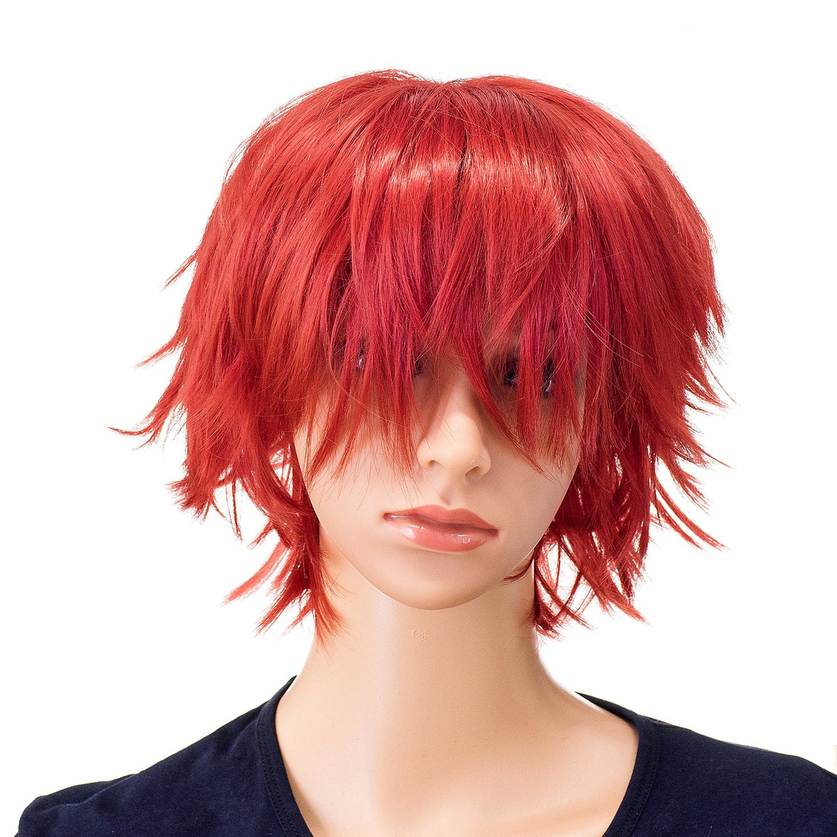 SWACC Unisex Fashion Spiky Layered Short Anime Cosplay Wig for Men and Women (1B-Off Black)