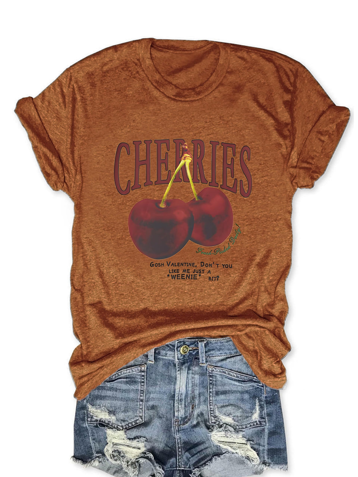 Cherry Graphic Tees Sweet Vibe Streetwear Shirt Short Sleeve Tops for Women