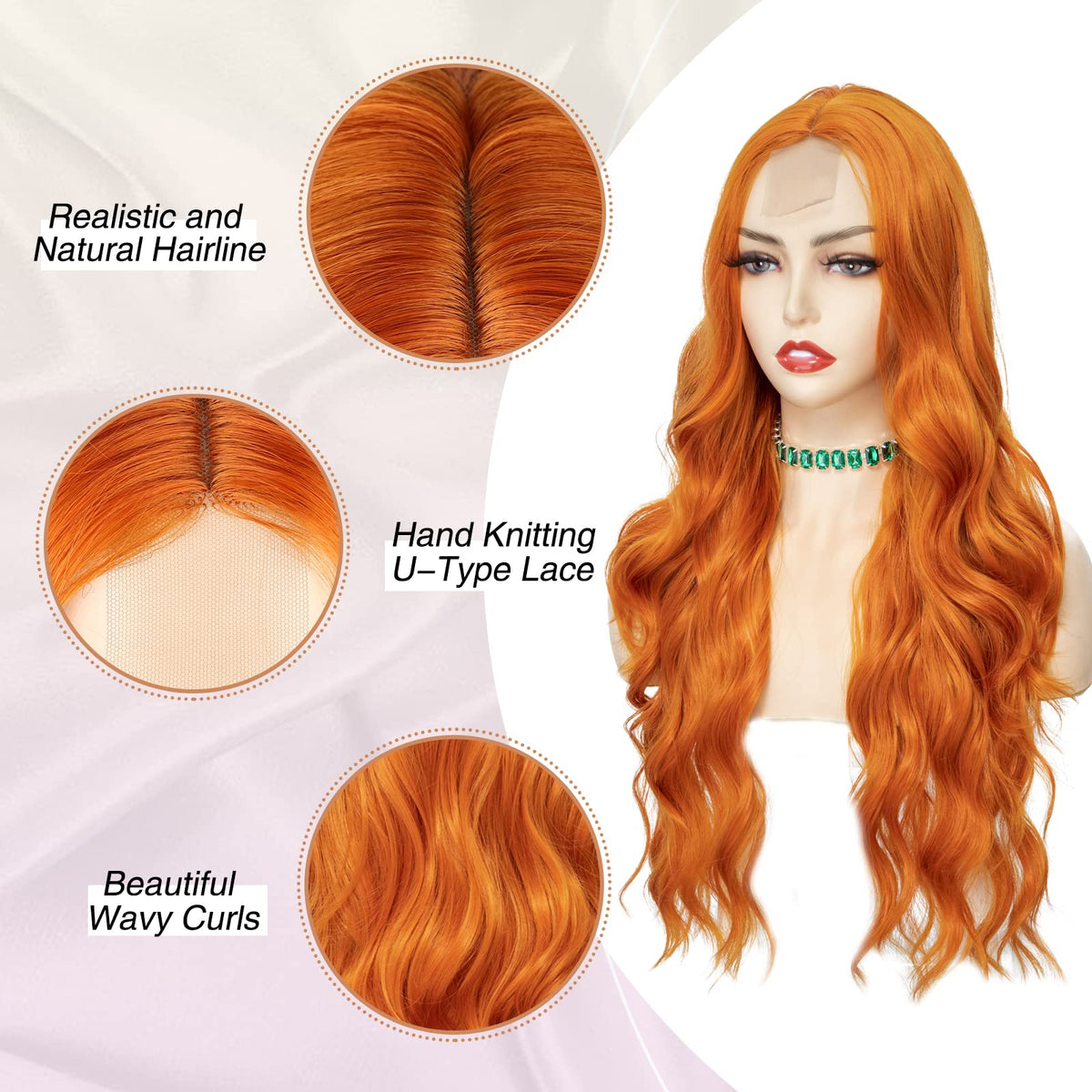 NAYOO 26 Inch Long Wavy Black Wig for Women, Middle Part Natural Looking Synthetic Wig, Heat Resistant Fiber Soft & Lightweight, Realistic Scalp Long Curly Wig for Daily Wear Party Cosplay