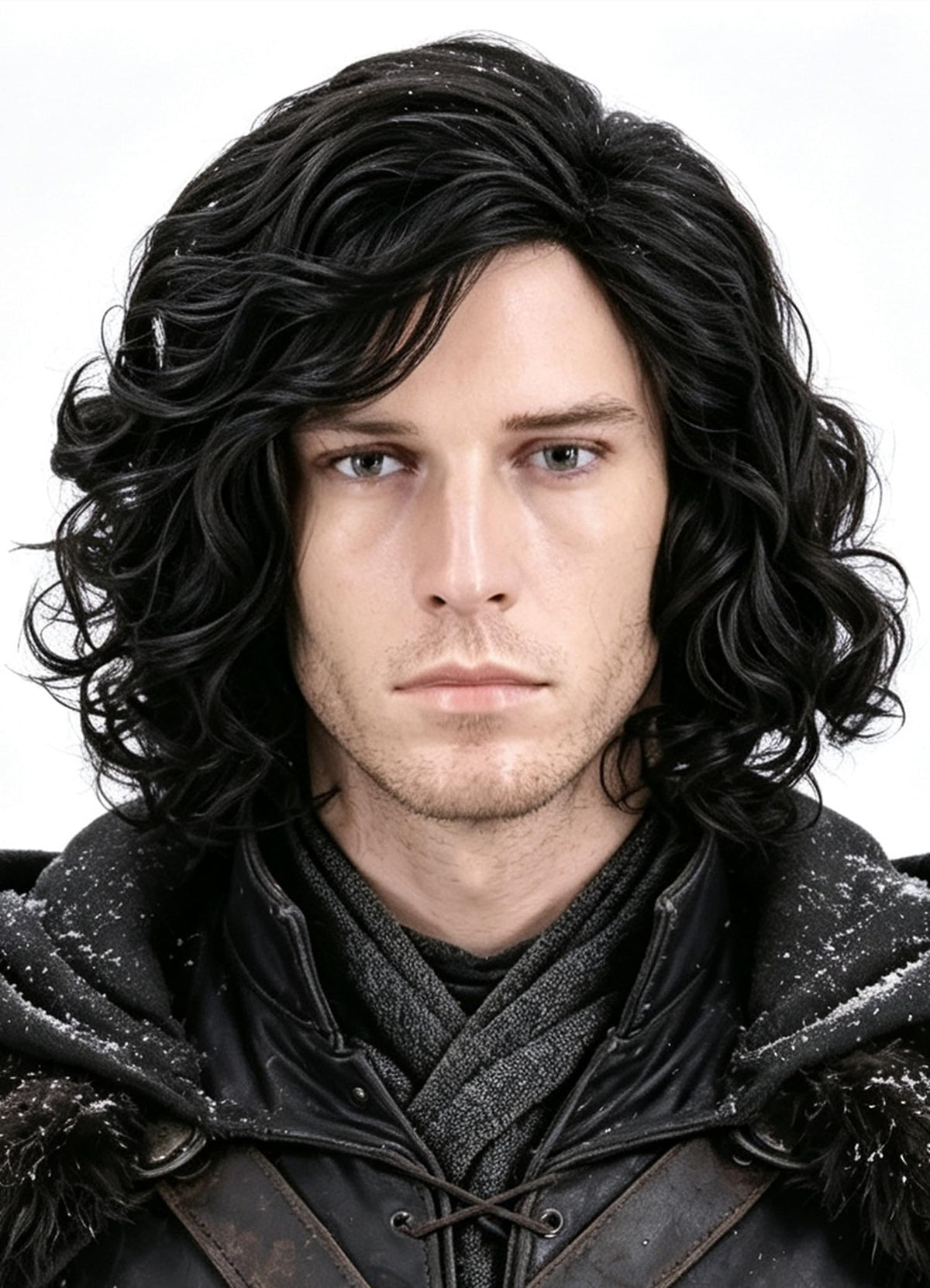 Men's Black Brown Wig Wavy Mid Length Hair Halloween Cosplay Costume Wig