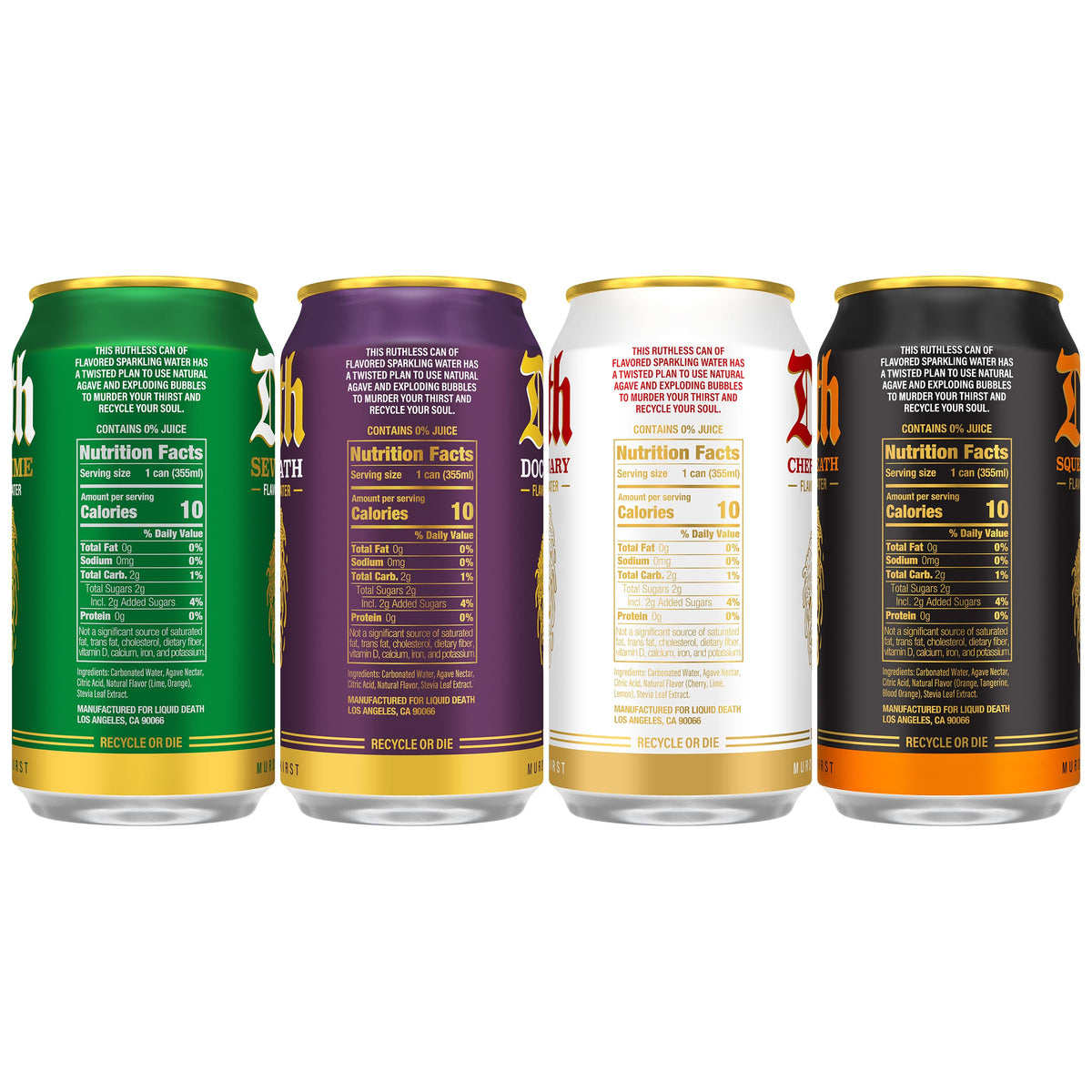 Liquid Death Soda-Flavored Sparkling Water - Cherry Obituary, Less Sugar*, Huge Flavor, No Caffeine, No Artificial Sweeteners, 12 Fl Oz (Pack of 12)