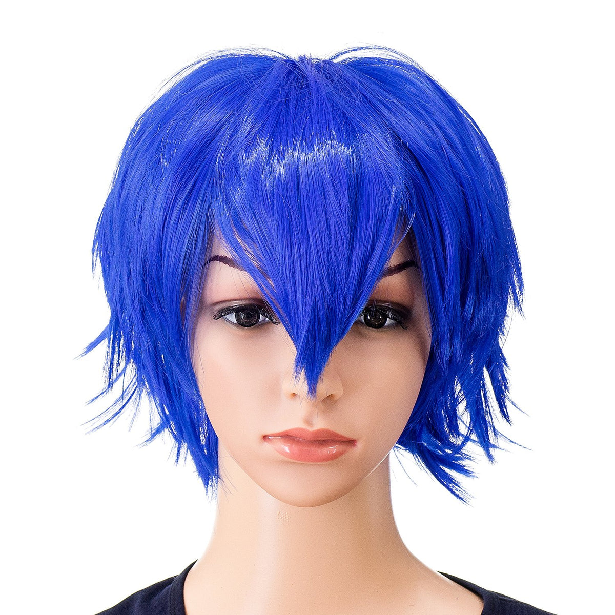 SWACC Unisex Fashion Spiky Layered Short Anime Cosplay Wig for Men and Women (1B-Off Black)