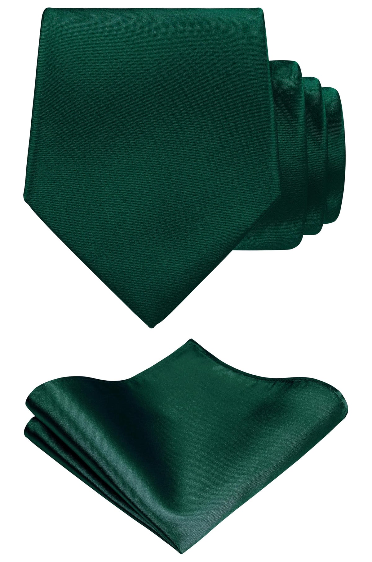 TIE G Solid Satin Woven dyed Color Formal Black Necktie and Pocket Square Sets in Gift Box