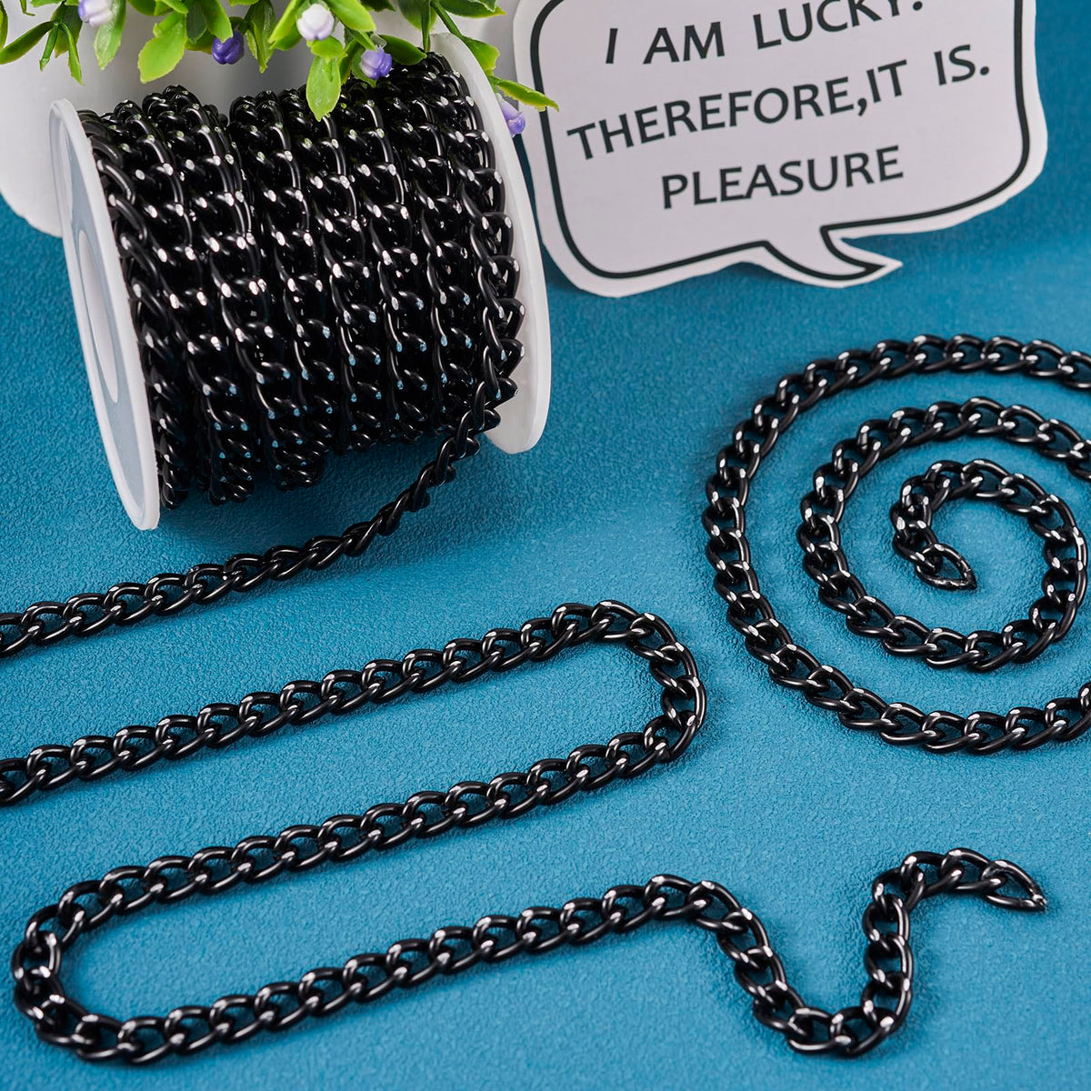 Beadthoven 16.4ft Aluminum Curb Chains, Silver Color Chains for Jewelry Making 5mm Wide Metal Craft Chain Link Spool Twisted Links Oval Curb Chains Unwelded for Clothes Necklace Bracelet DIY Findings