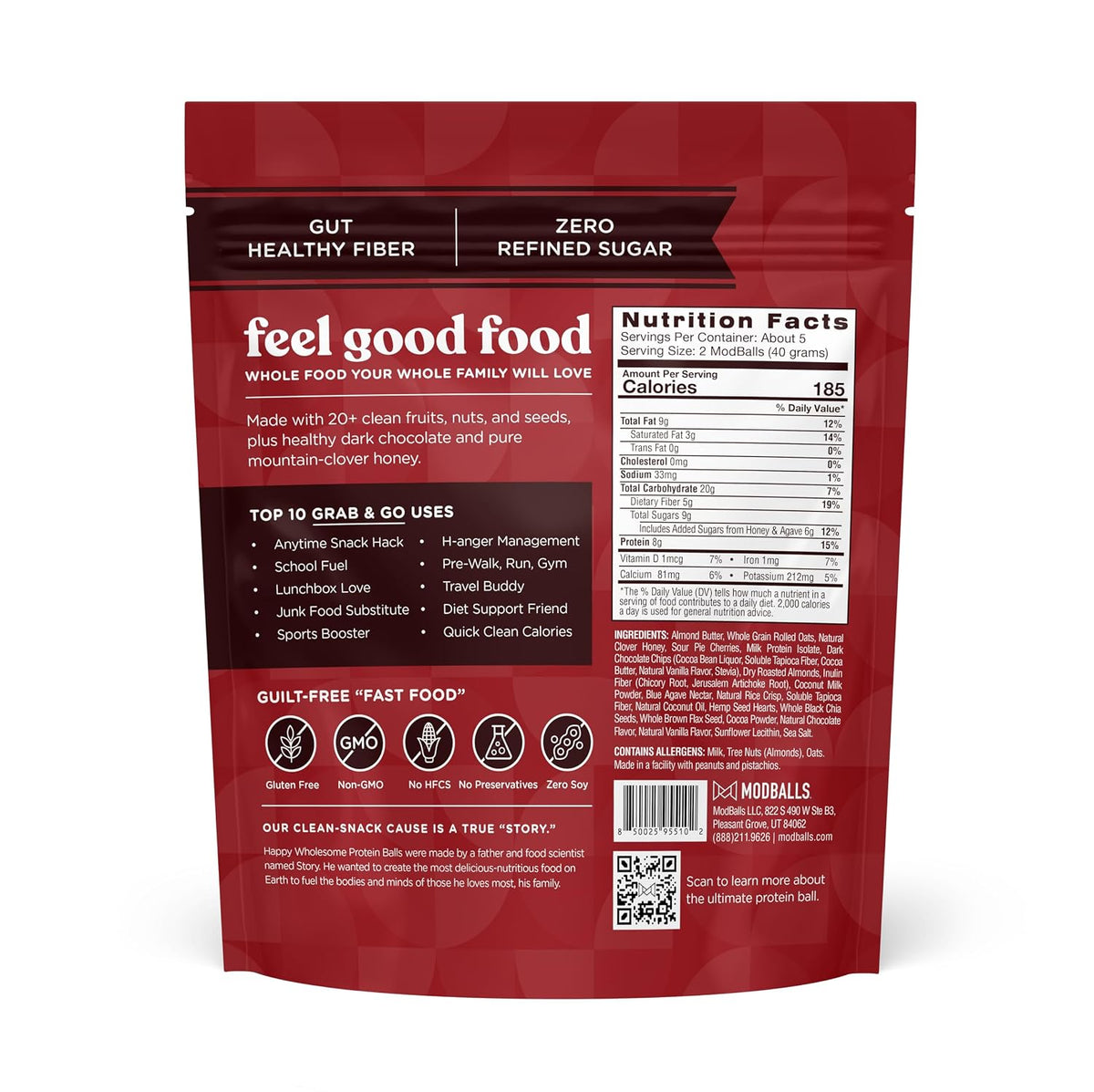 Happy Wholesome Chocolate Cherry Protein Balls, 10 Count