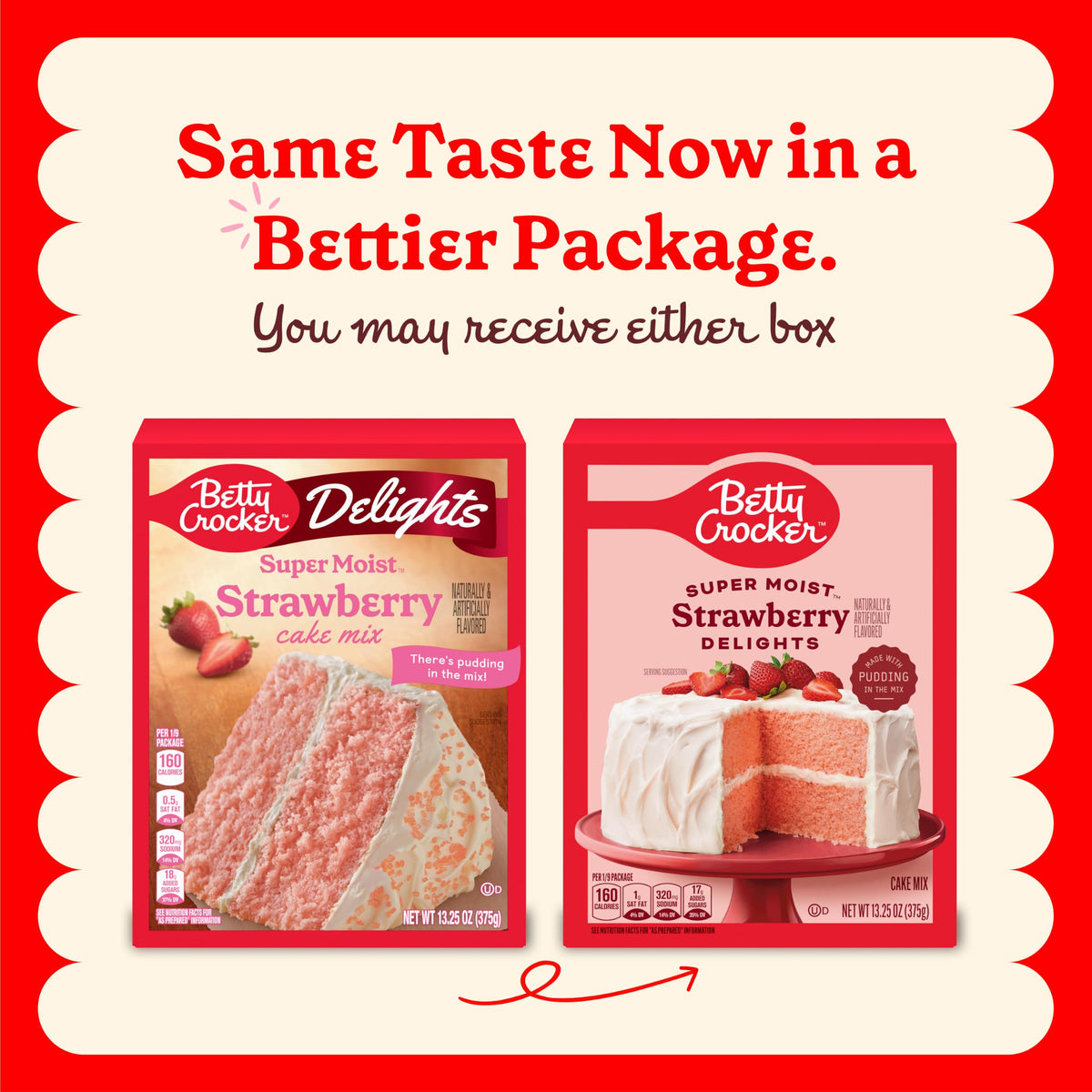 Betty Crocker Delights Super Moist Cherry Chip Cake Mix, 13.25 oz.