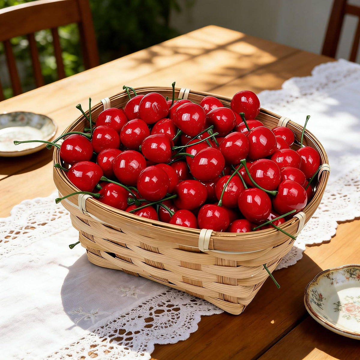 30 Pcs Fake Cherries, 30mm/1.18 Inch, Lifelike Artificial Red Cherry. *NOT EDIBLE*