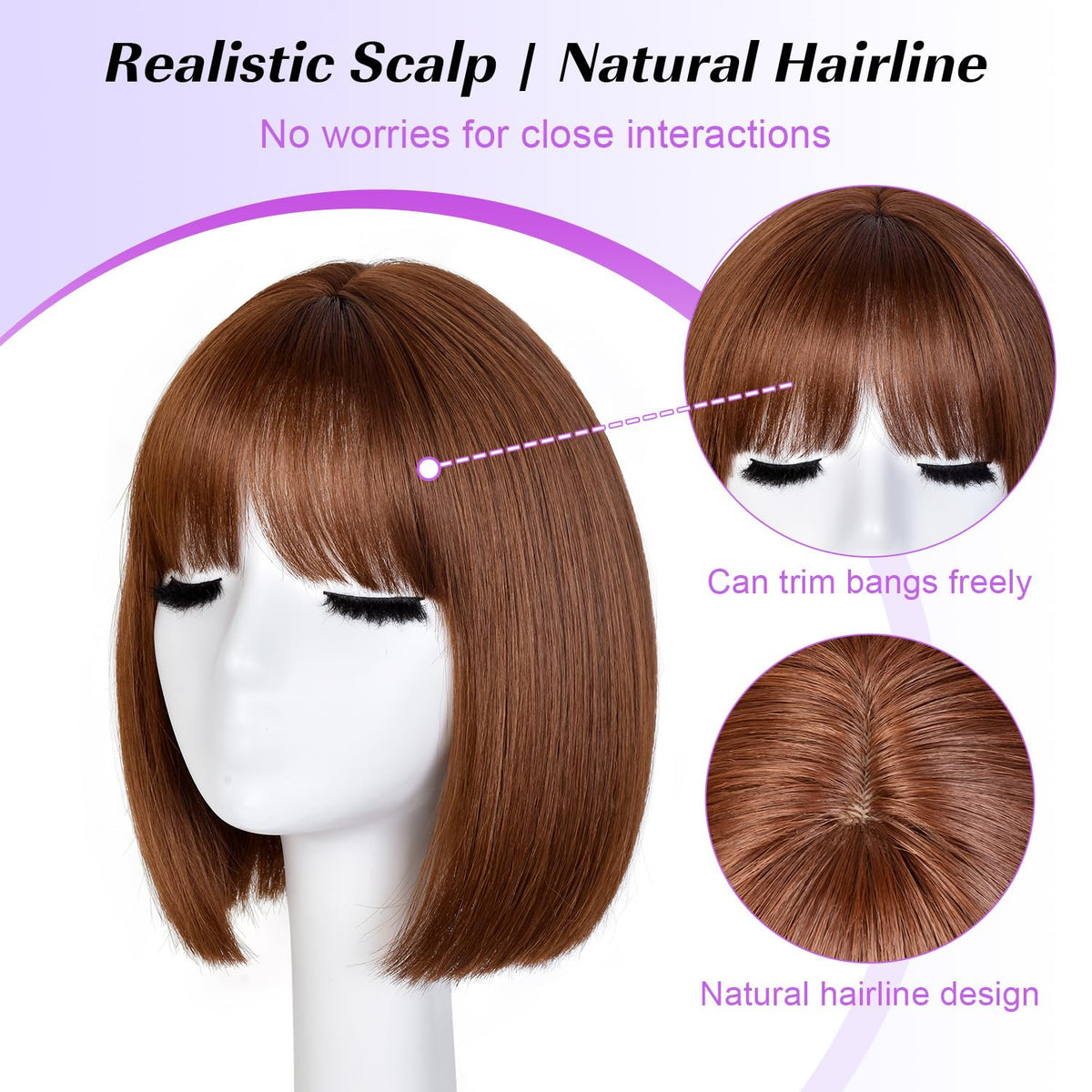 Hightlight Brown Bob Wig With Bangs Short Bob Wigs for Women Girl