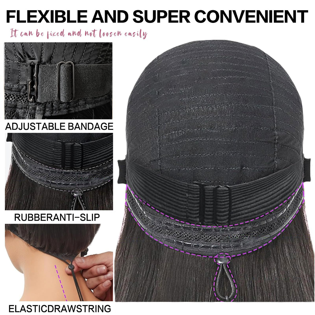 Wear and Go Glueless Wigs Human Hair Pre Cut 6X4 Straight Lace Front Wigs