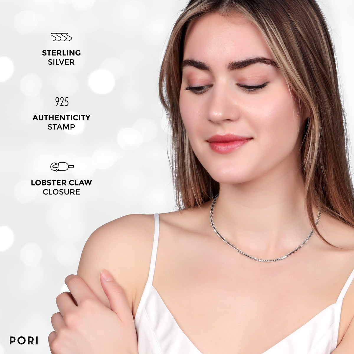 PORI JEWELERS Sterling Silver Italian 2.5MM Solid Franco Square Box Link Chain Necklace